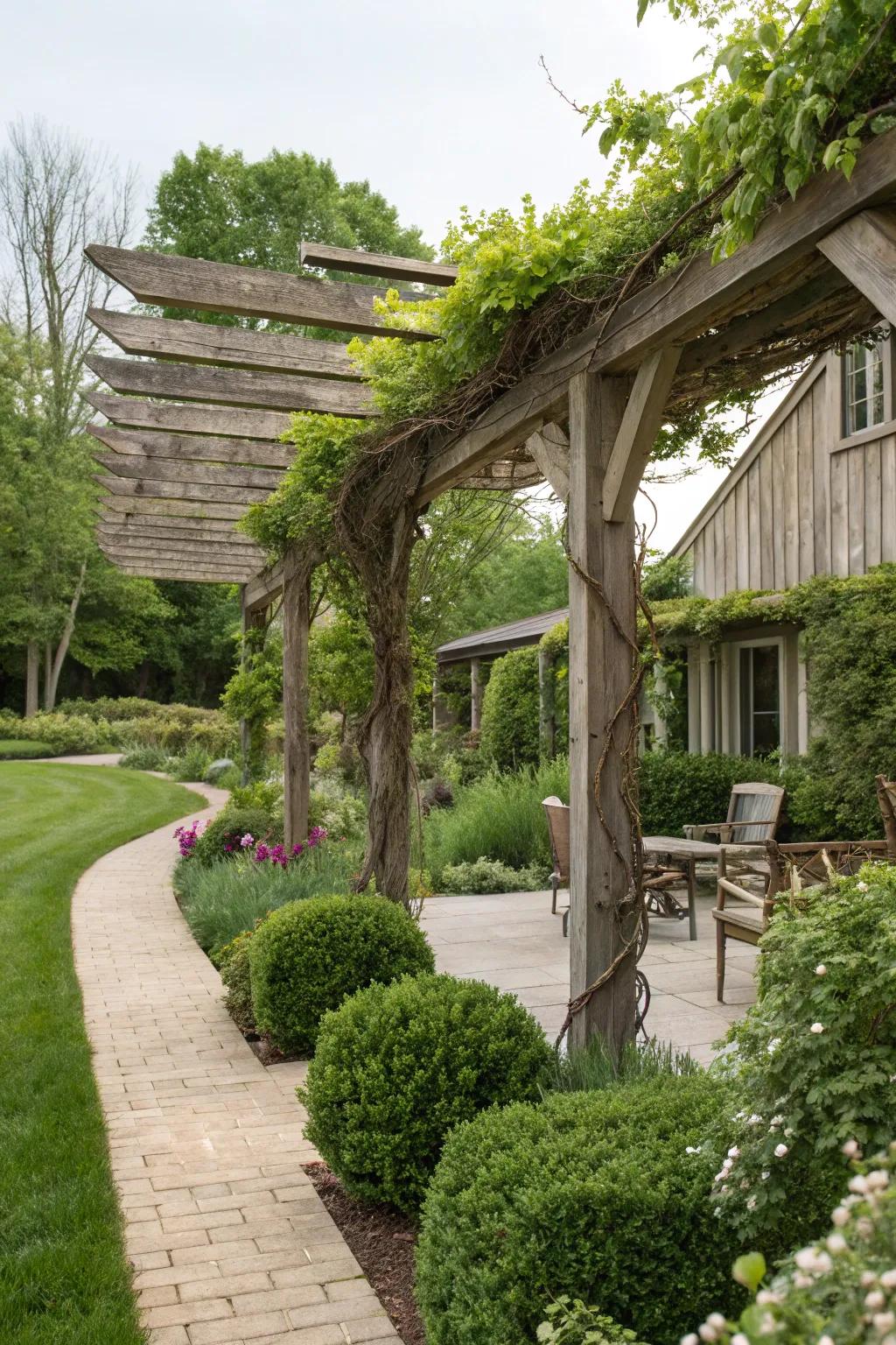 Wooden pergolas create inviting shaded areas in your outdoor space.