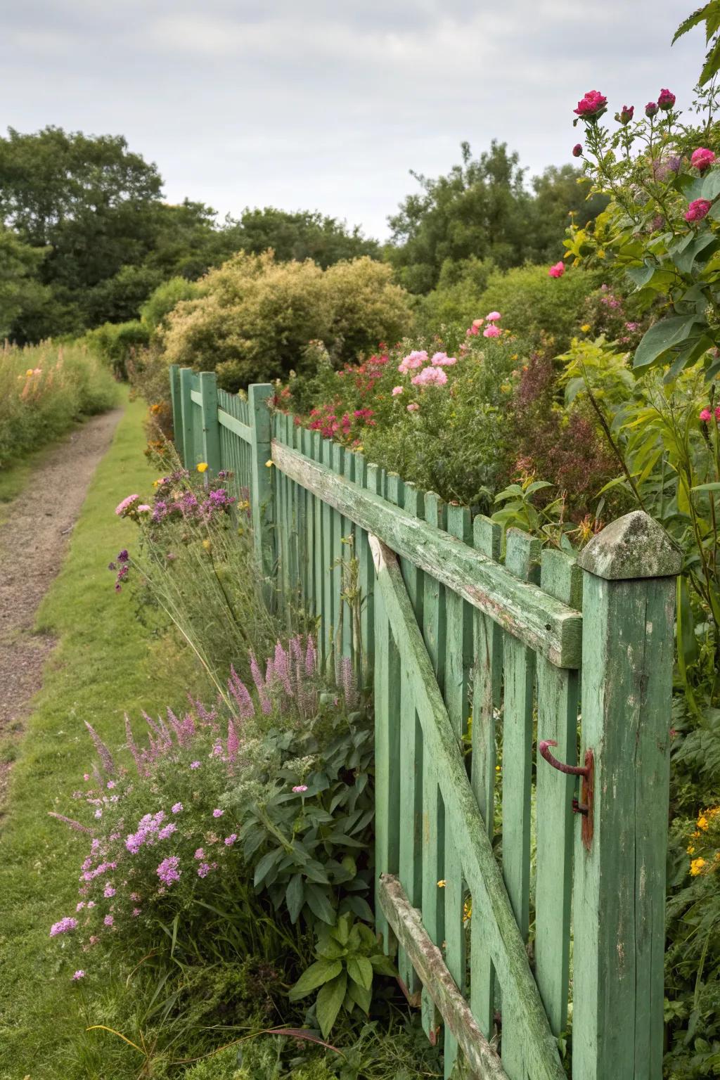 Natural green fencing blends beautifully with garden greenery.