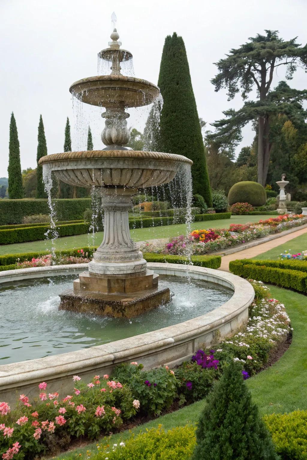 Create movement with a tiered fountain design.