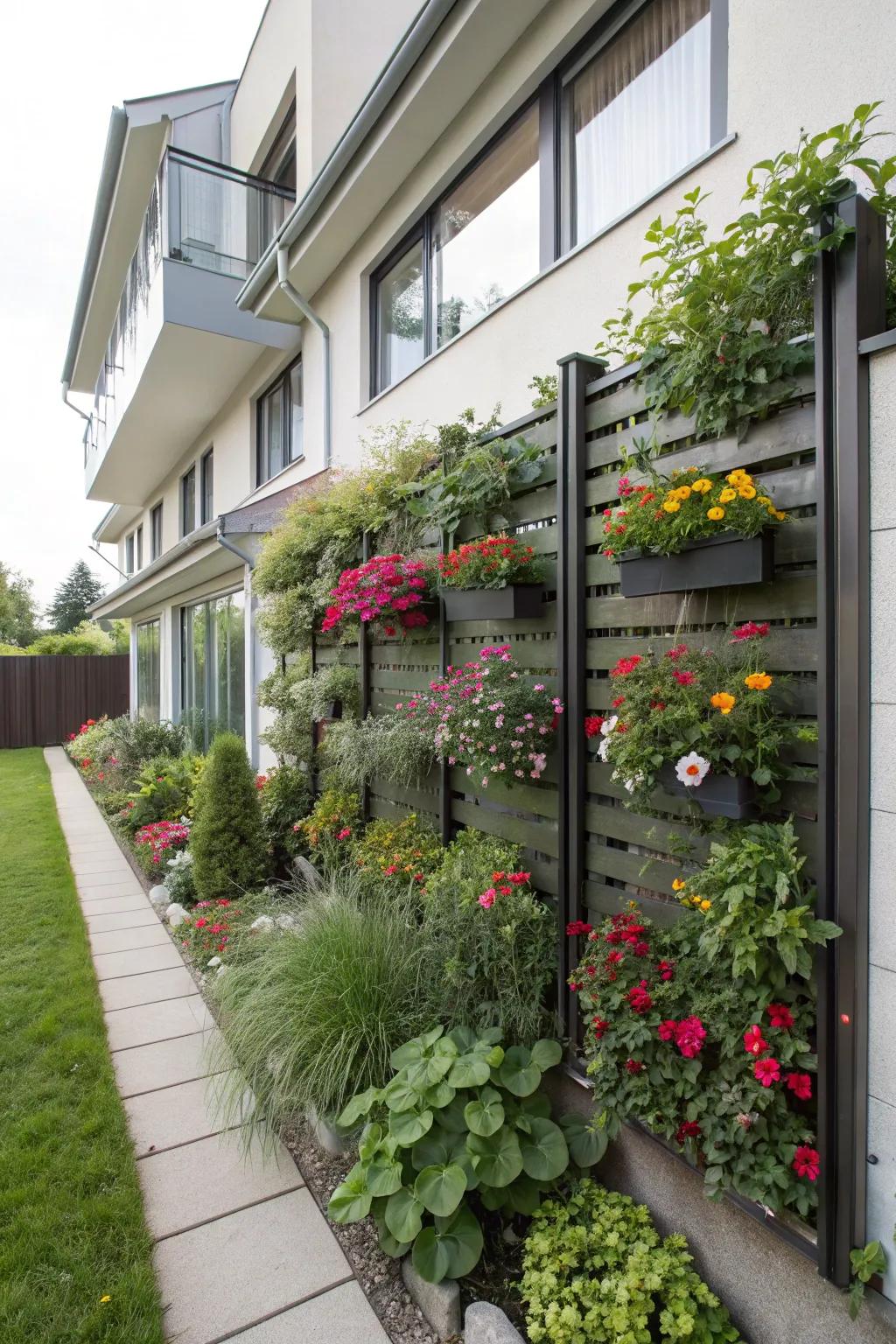 A fence that blooms—a vertical garden fence for the green thumb.