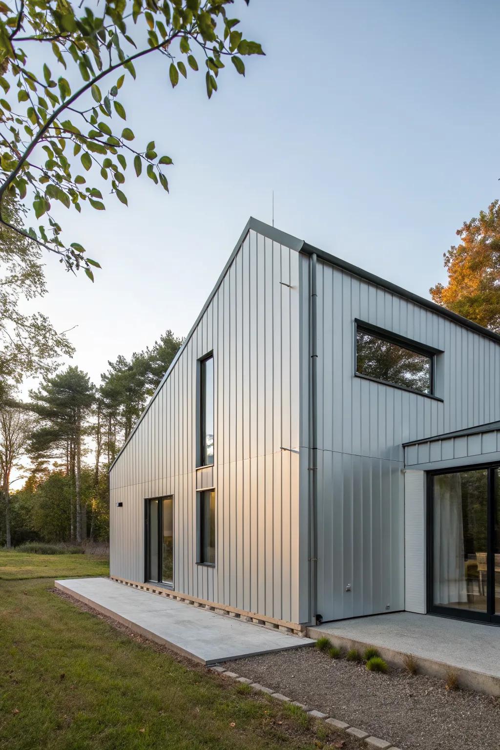 Metal cladding offers a sleek, contemporary look.