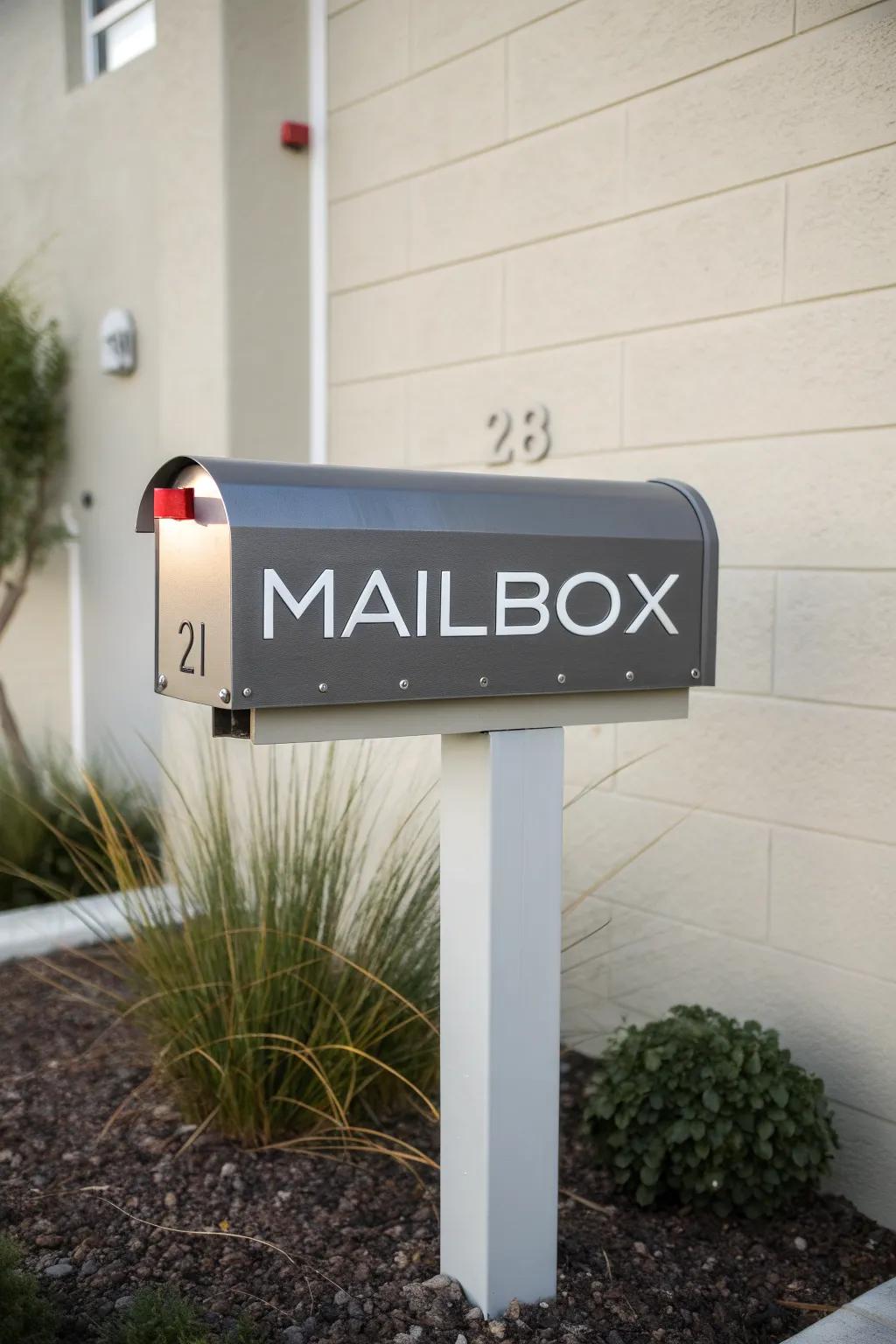 Bold numbers on a mailbox post for both style and function.