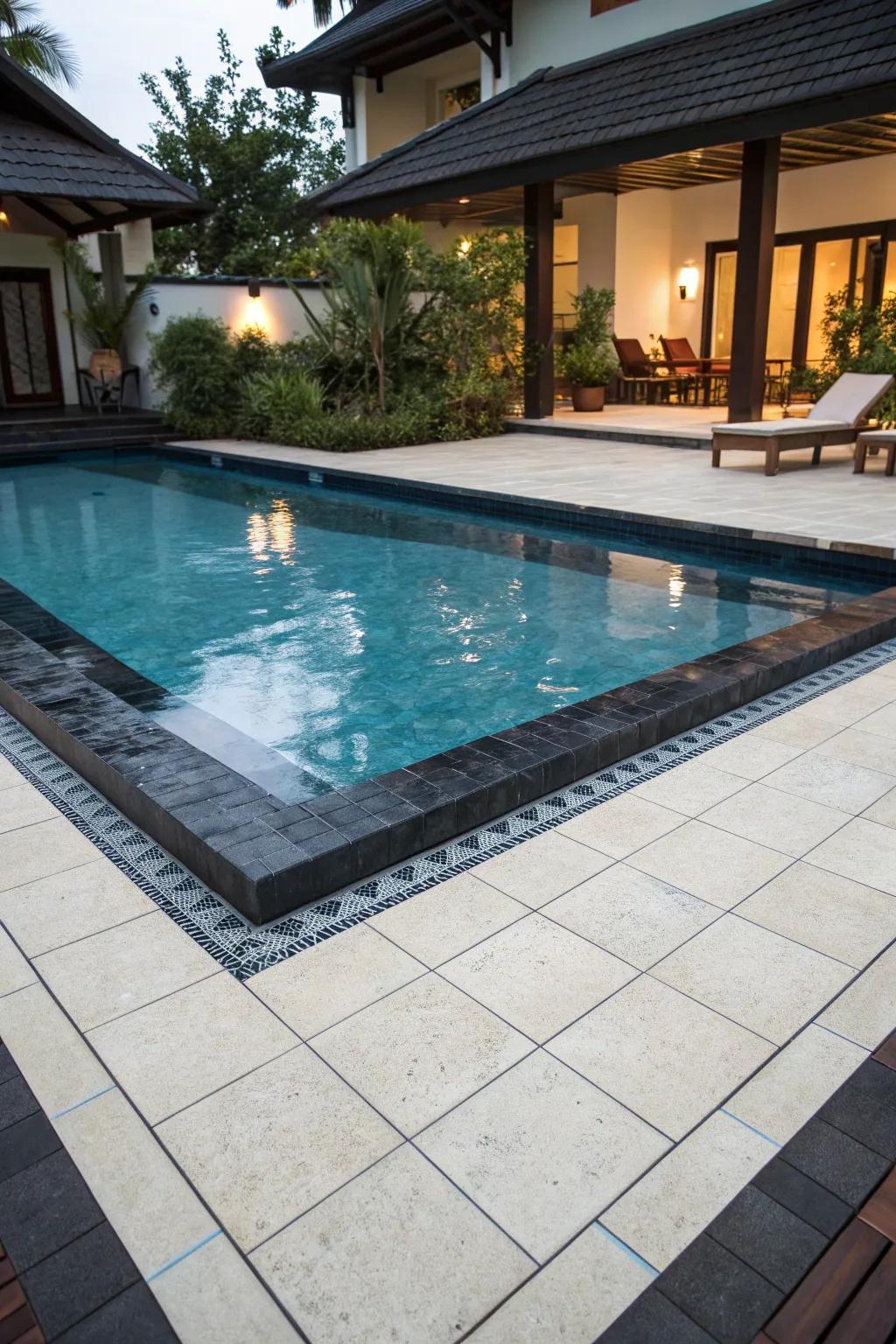 Contrasting colors add a bold statement to pool areas.
