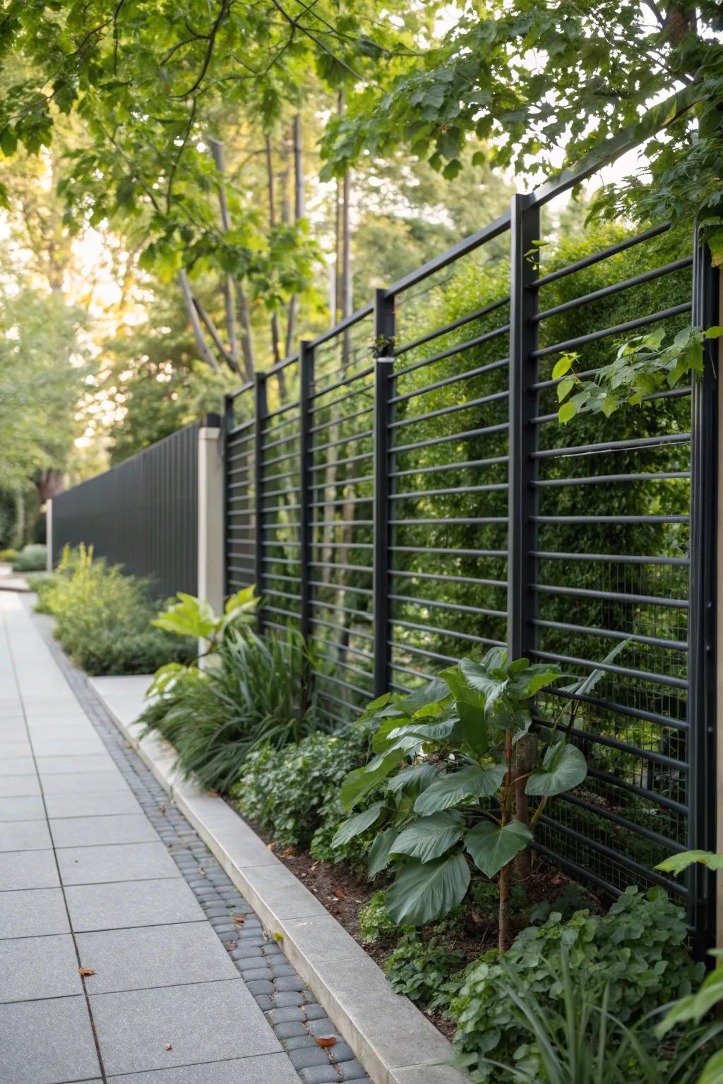 Achieve privacy without compromising on modern style with close-set rebar bars.
