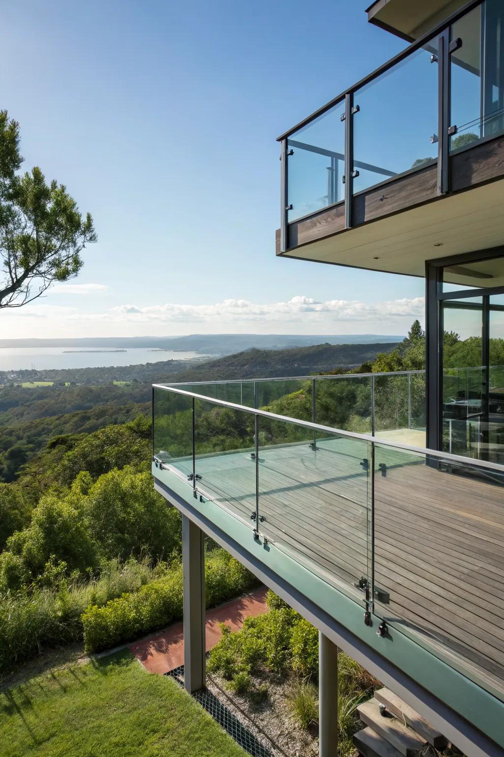 Sleek glass railings that offer unobstructed views.