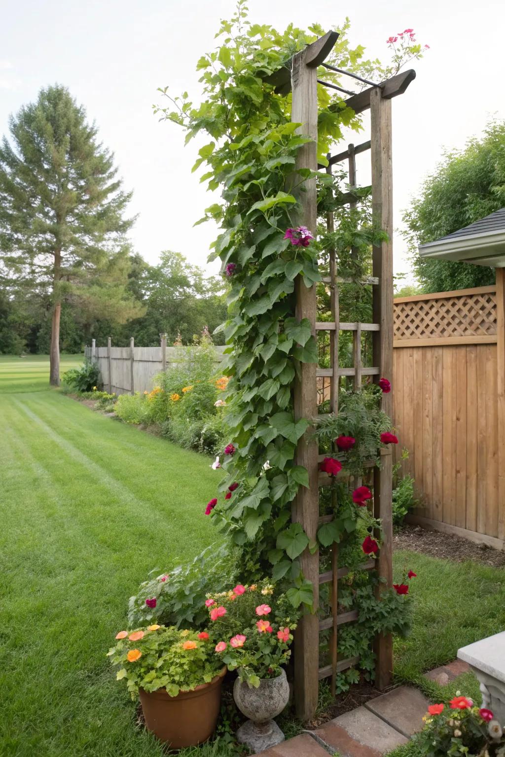 Create a living wall with a vertical garden trellis.