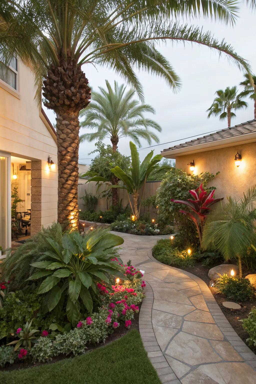 Transport your garden to the tropics with lifelike palm trees.