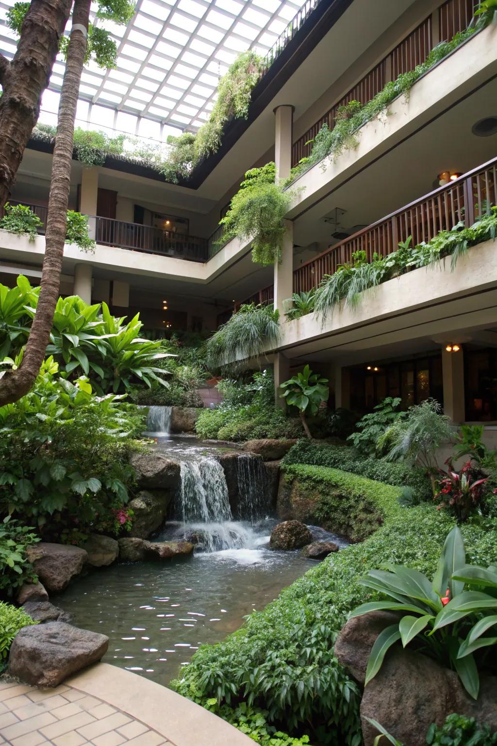 Incorporate a water feature for a calming effect on your patio.