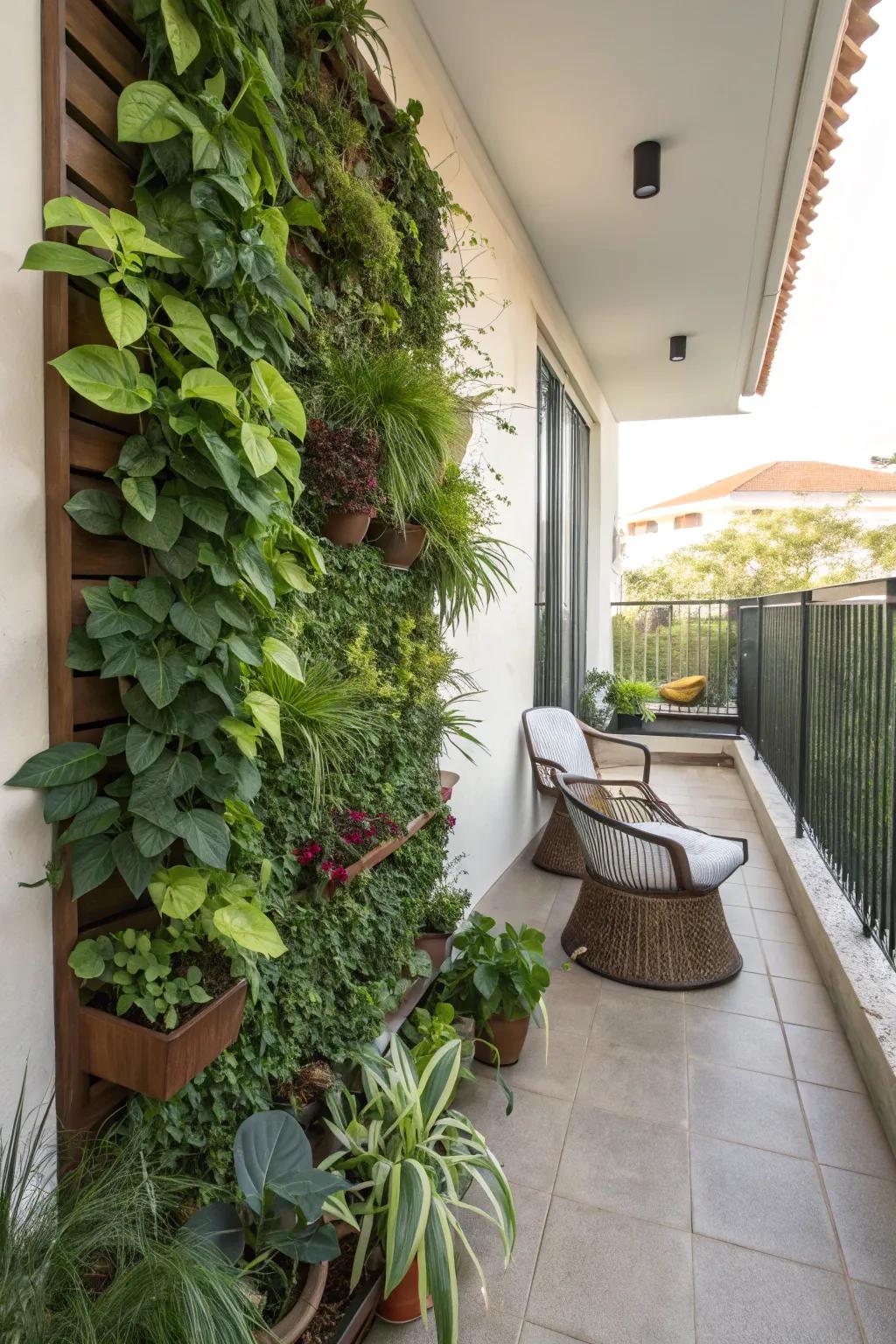 A vertical plant wall adds lush greenery to any space.