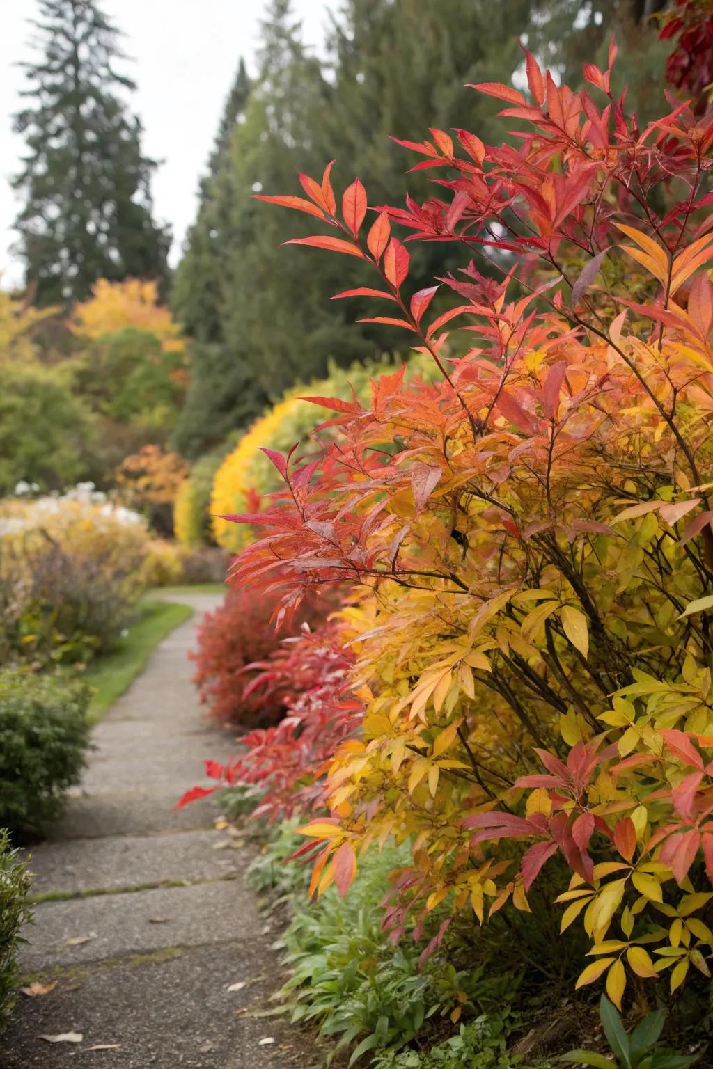 Nandina's vibrant fall colors make for an eye-catching seasonal display.