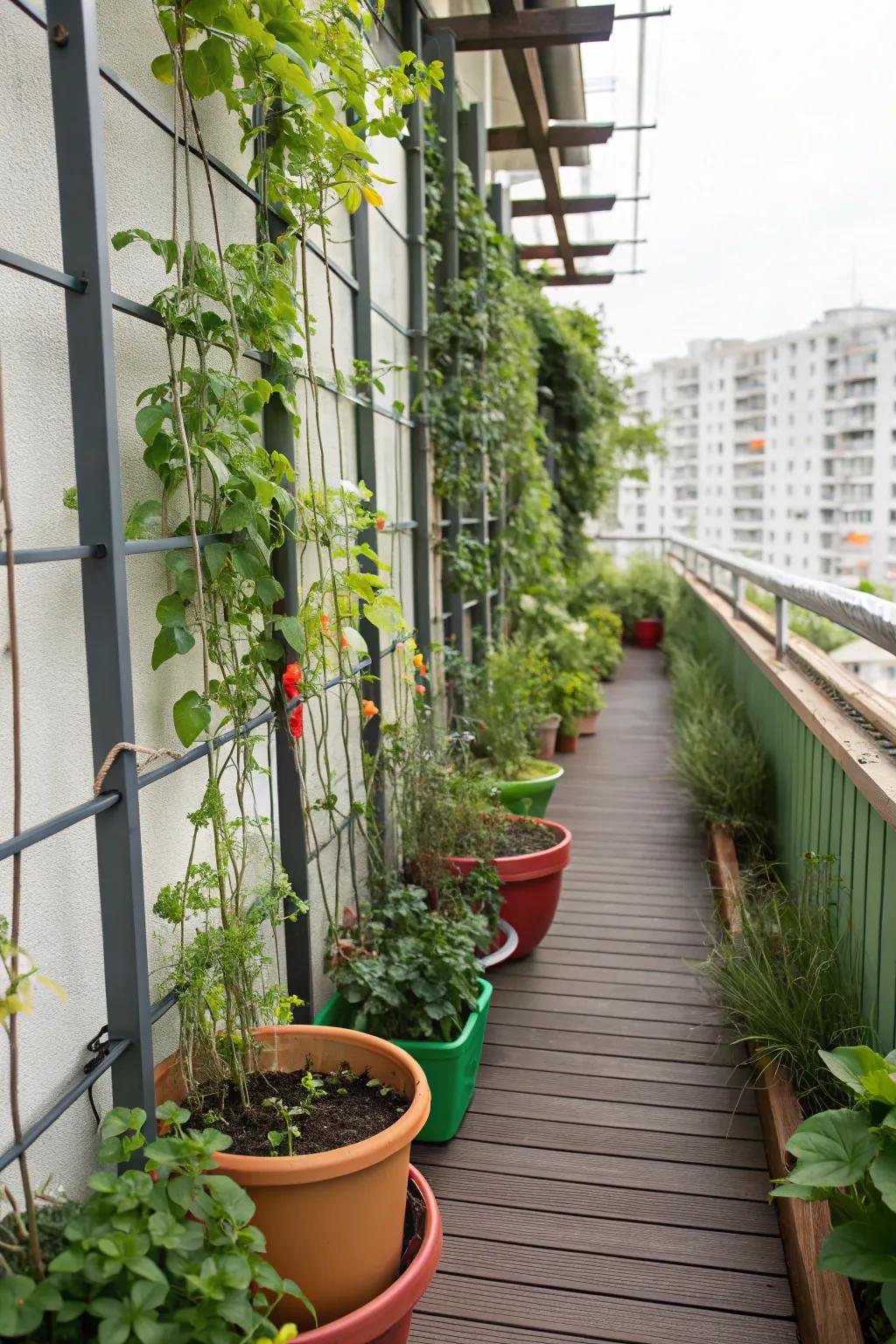 A vertical garden brings lush greenery to limited spaces.