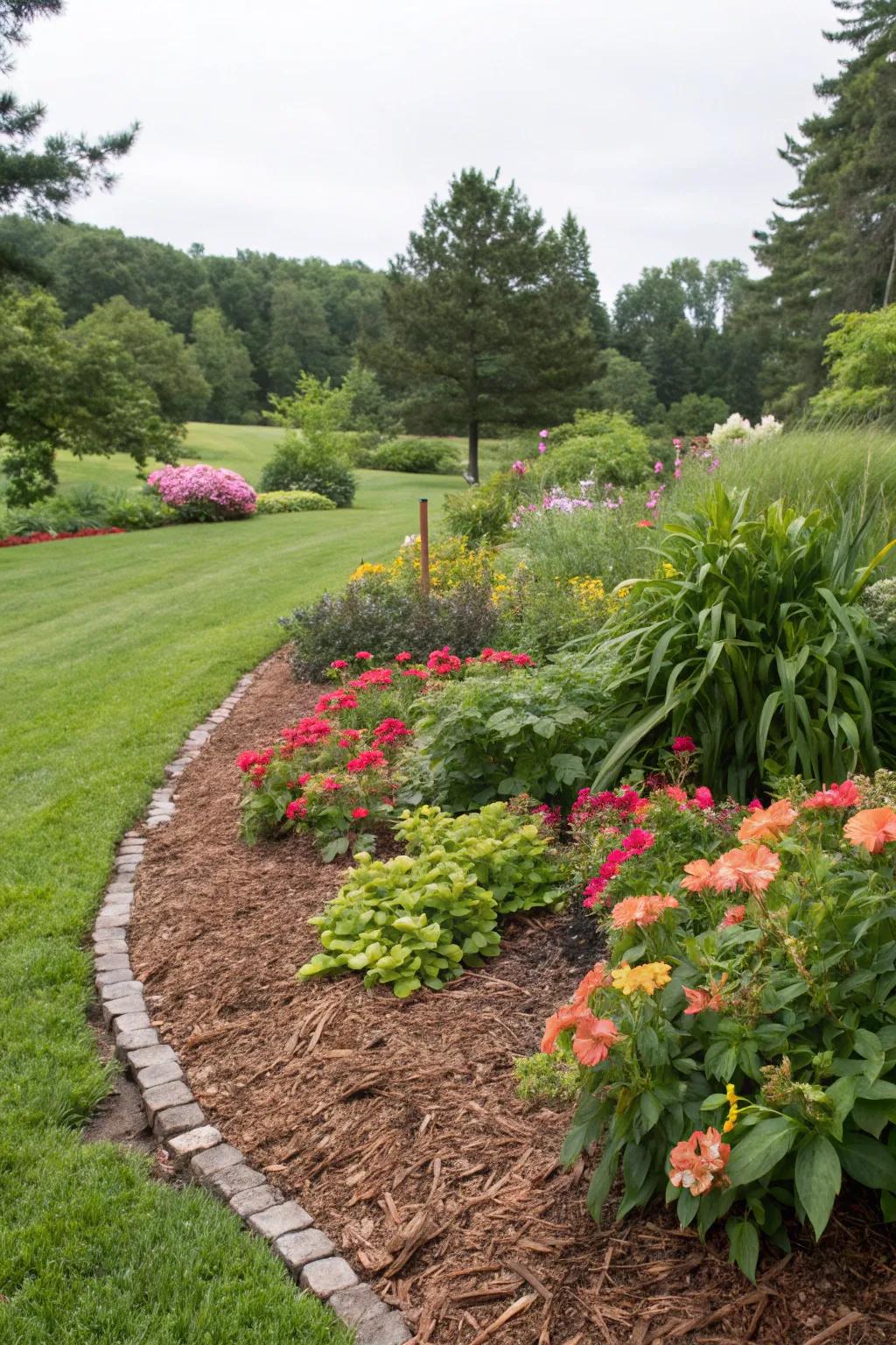 Mulch borders that define garden beds while adding a natural look.
