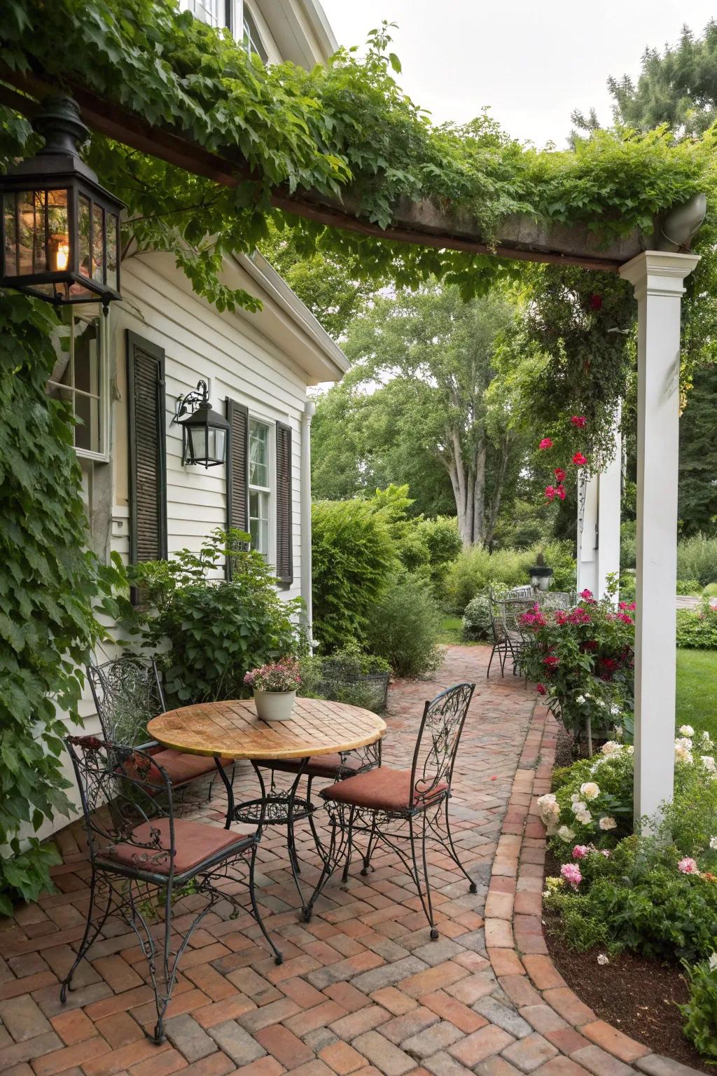 A charming New England patio with classic elements.