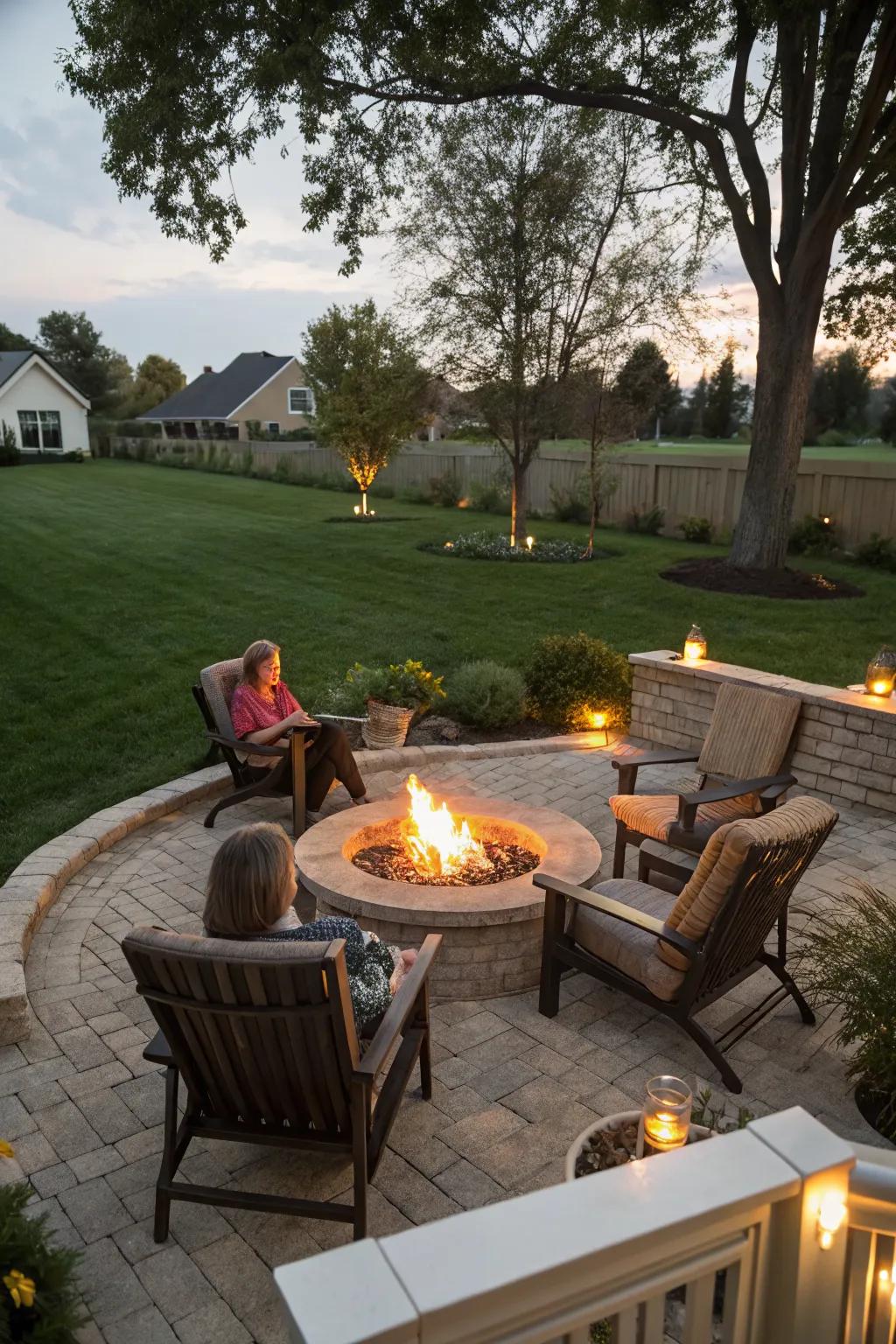 Gather around a warm and inviting fire pit centerpiece.