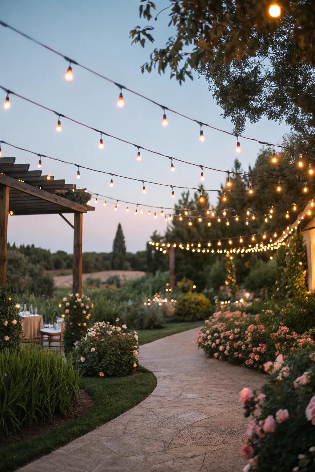 String lights add a magical ambiance to any backyard.