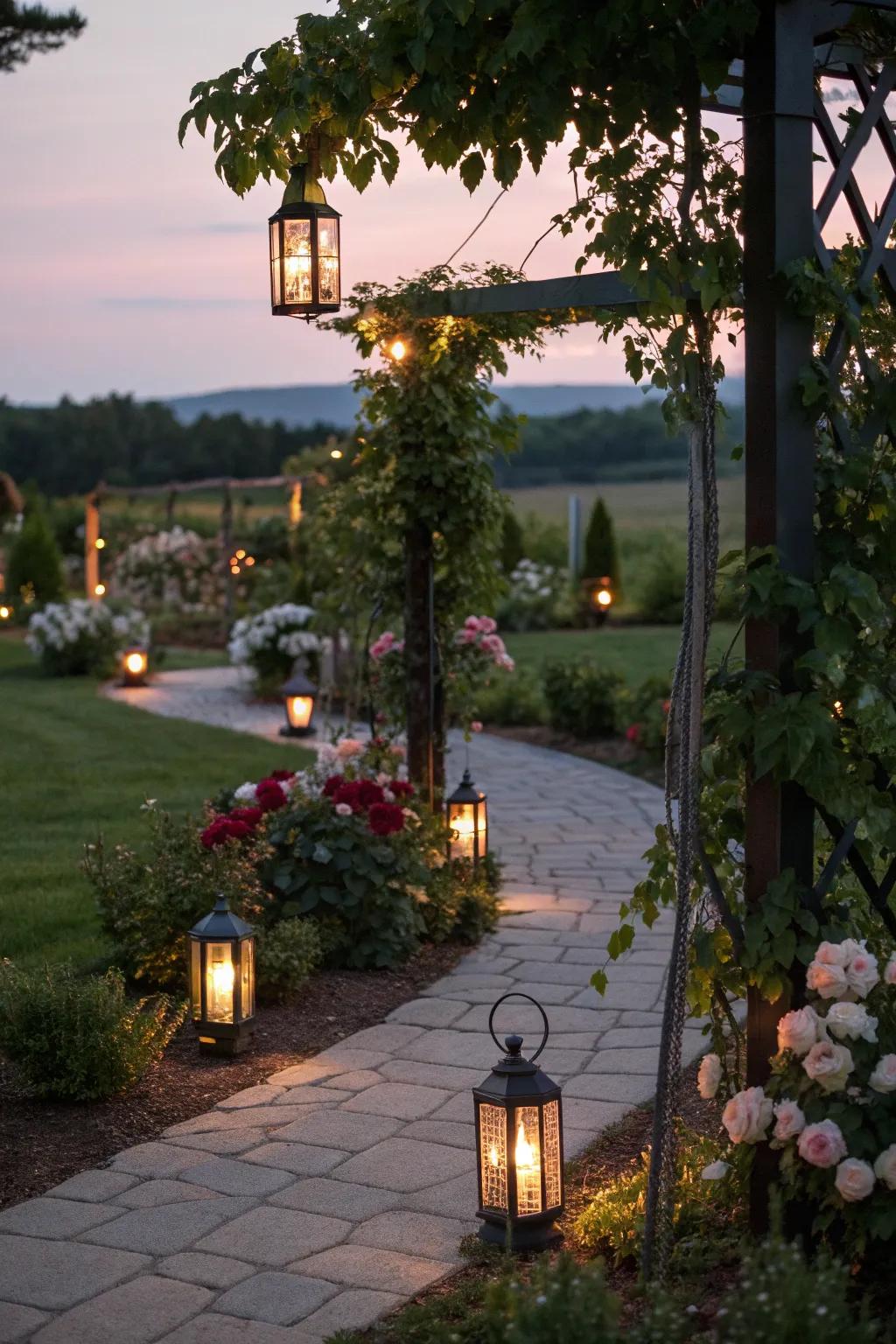 Lighting brings a warm glow to any evening garden.
