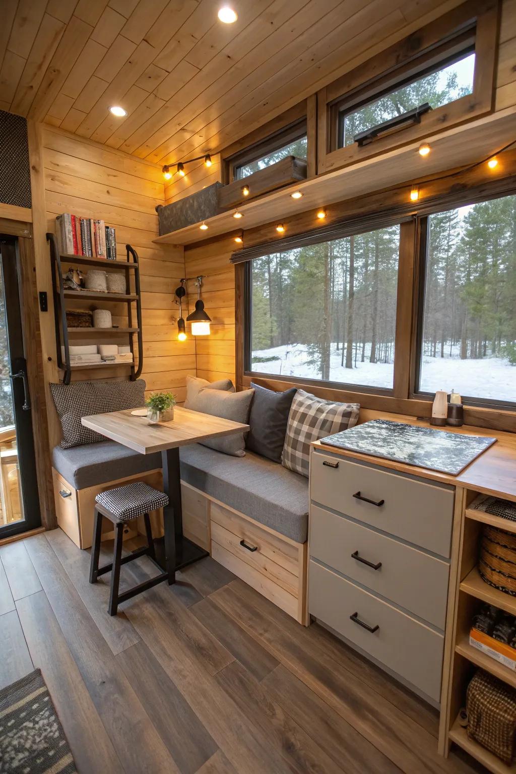 A compact cabin interior that makes the most of every inch.