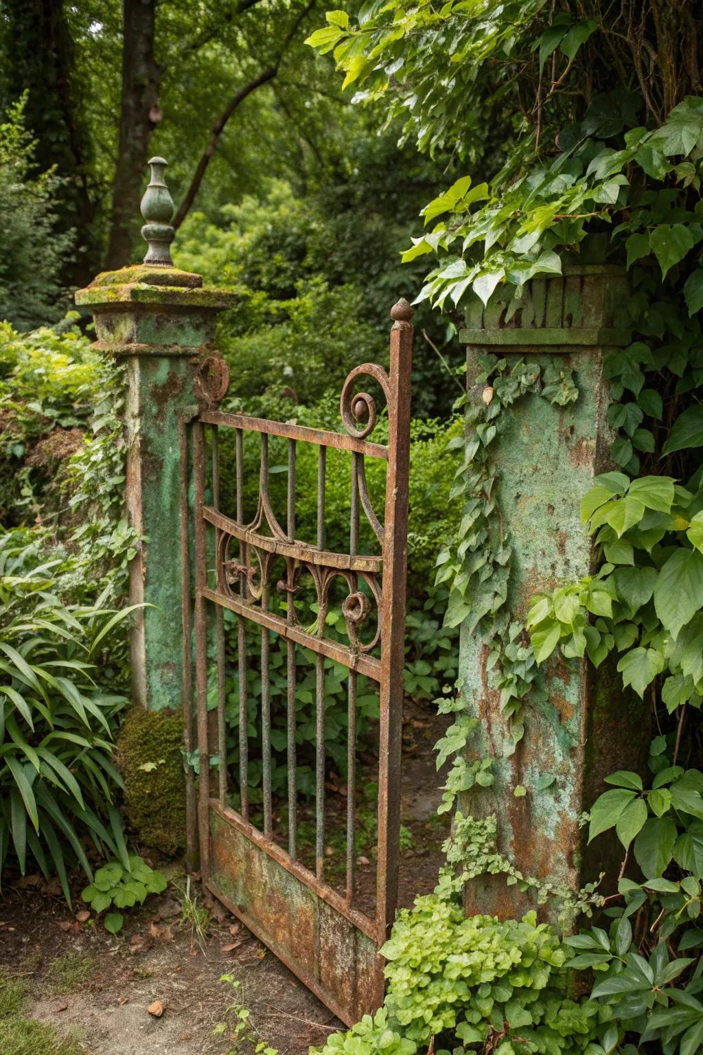 Embrace the rustic charm of patina in your garden.