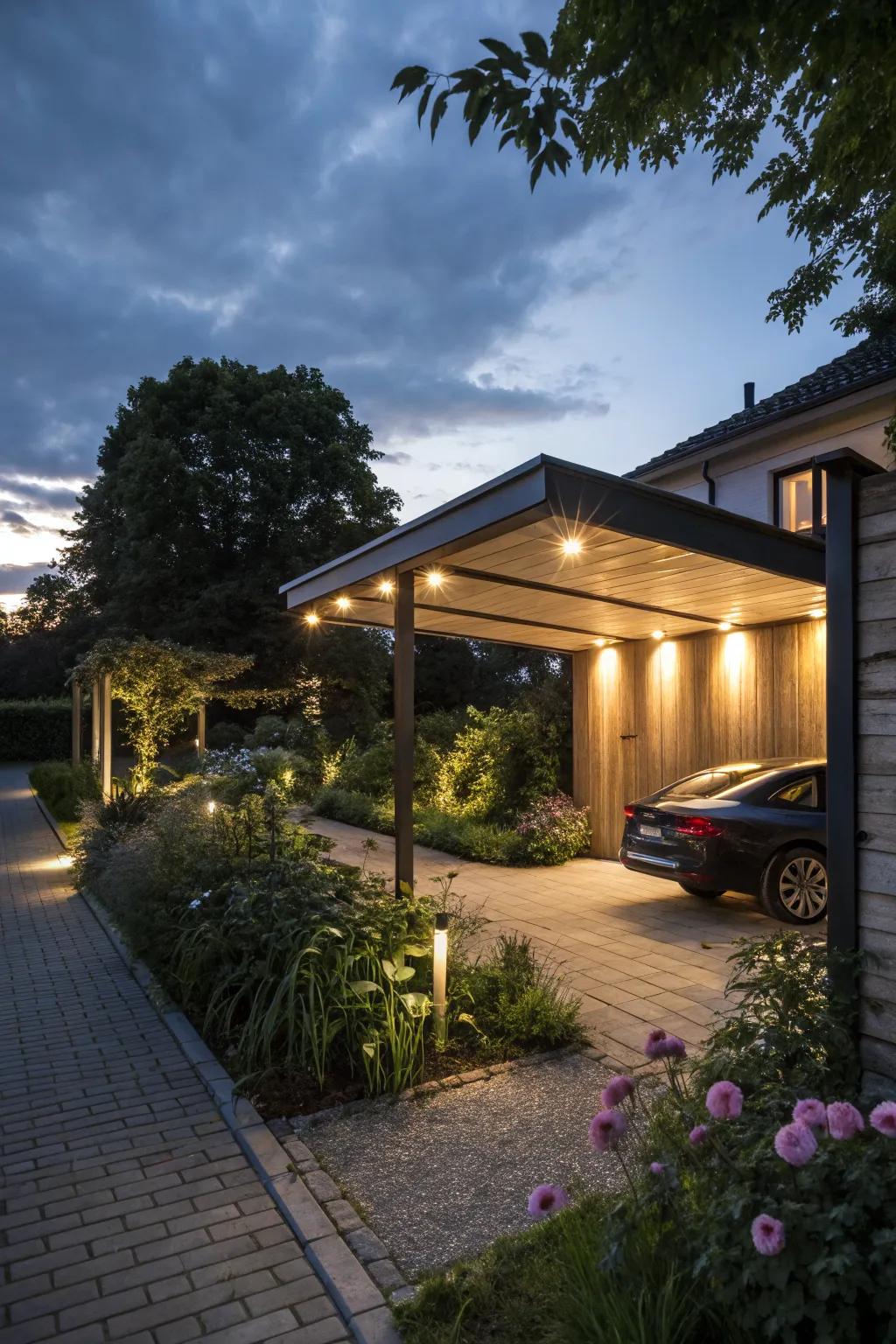 Integrated lighting creates a magical atmosphere.
