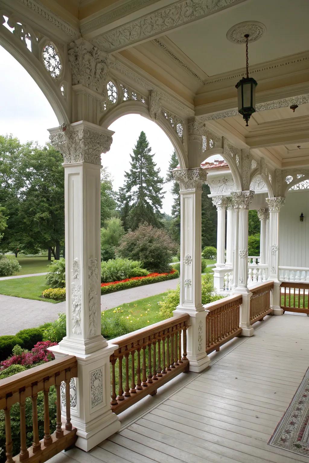 Elegant columns bring a sense of grandeur to this porch.