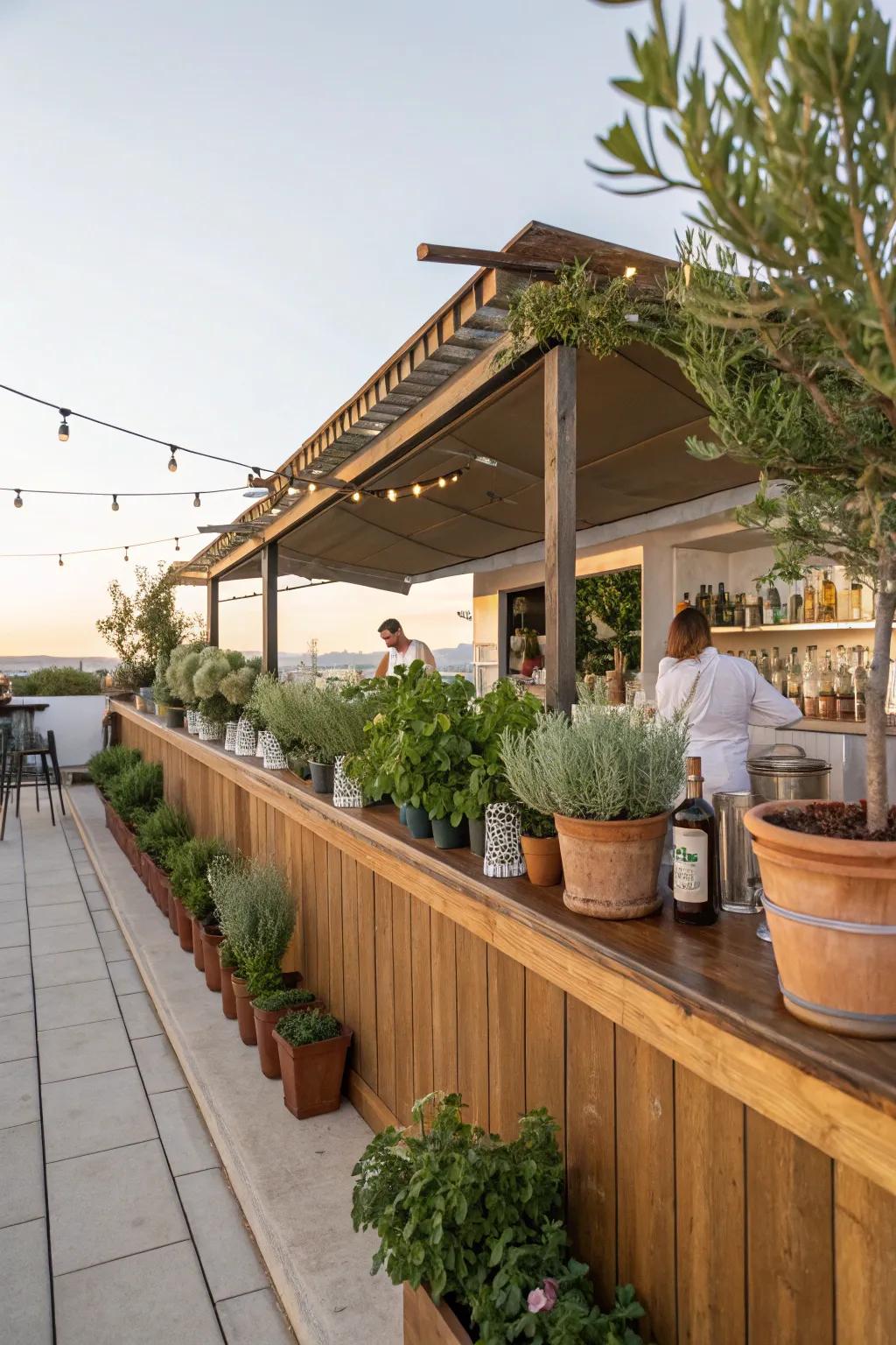Potted plants add a fresh and vibrant touch.