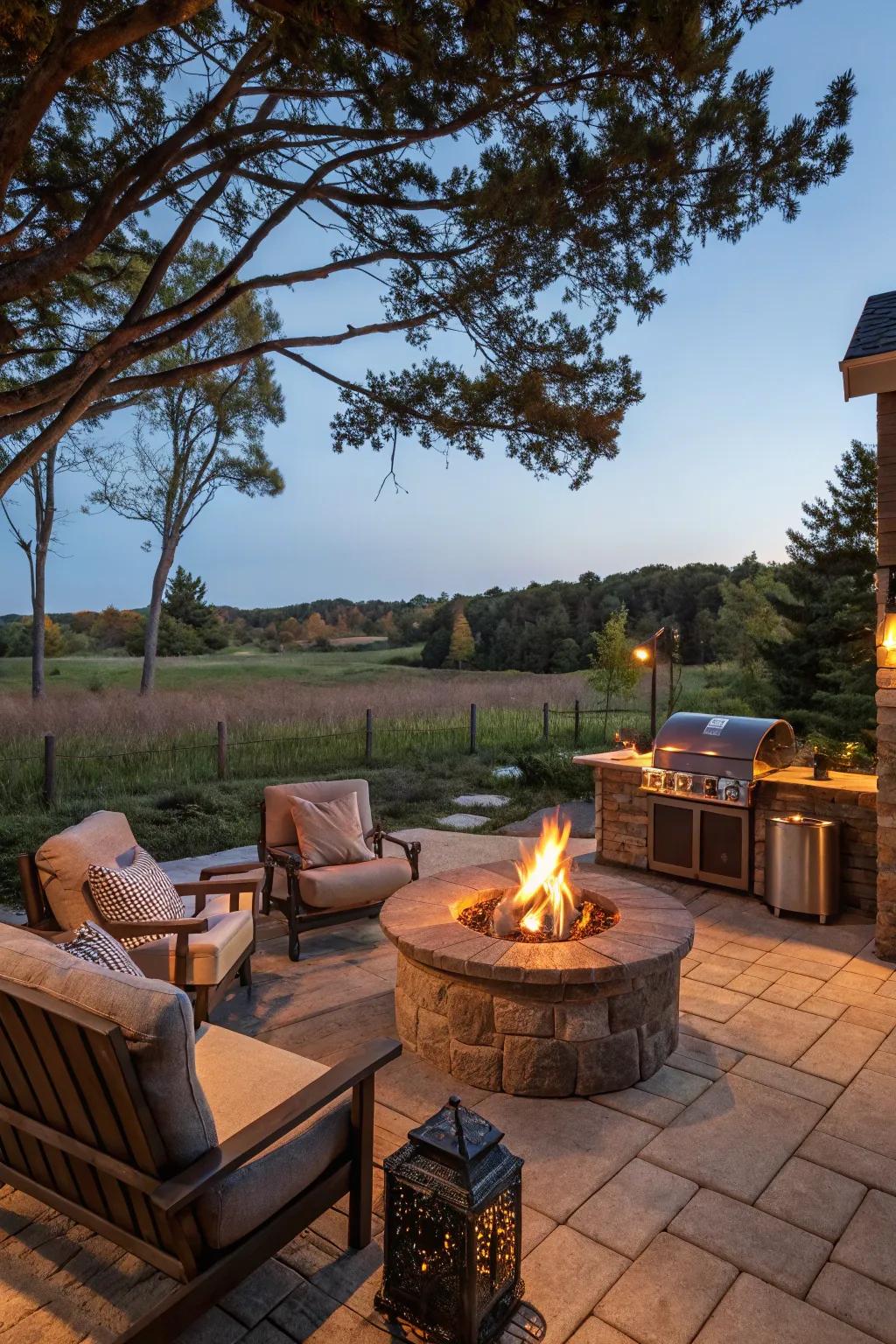 Enhance your BBQ area with a cozy fire pit.
