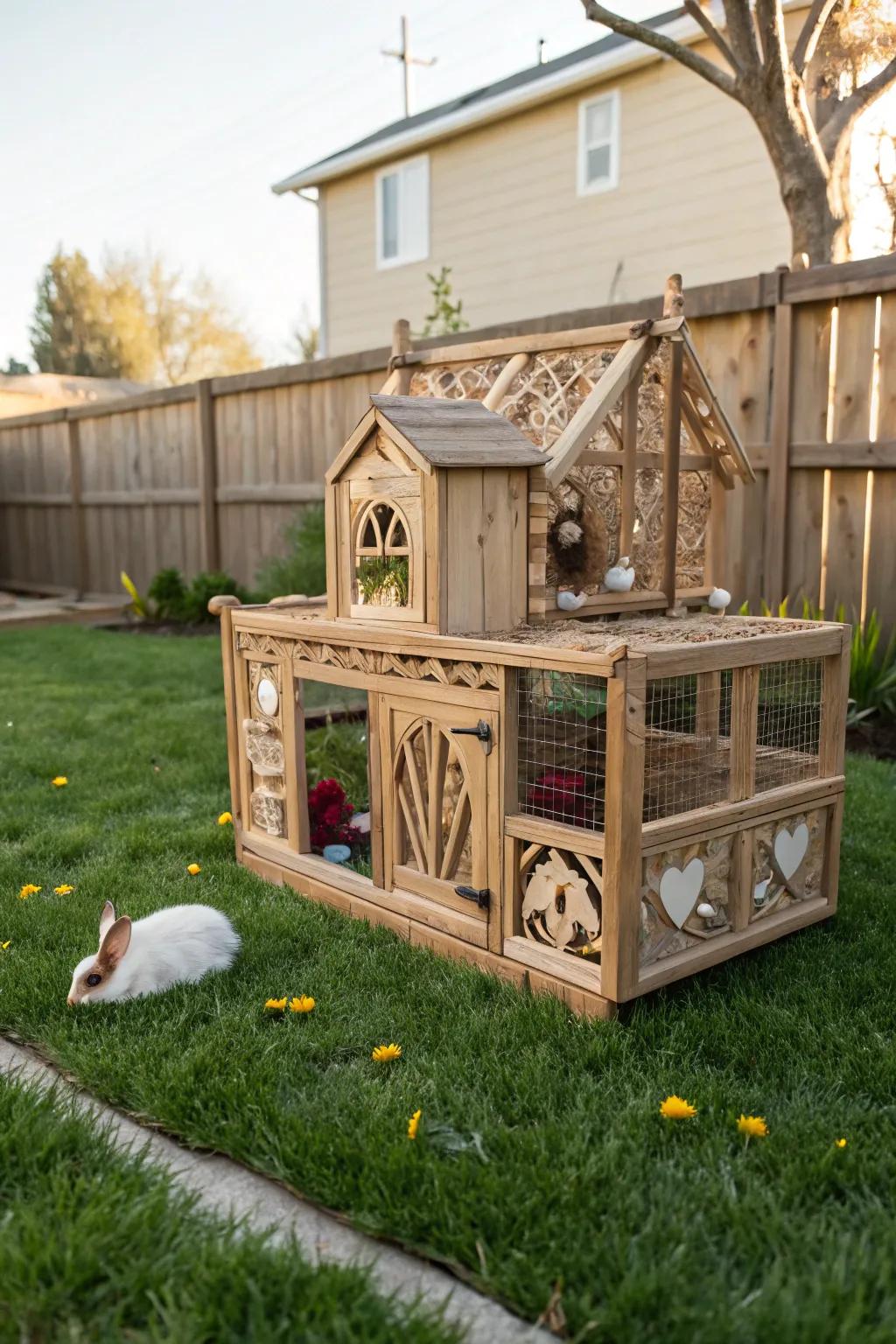 A personalized DIY bunny cage that's both unique and functional.