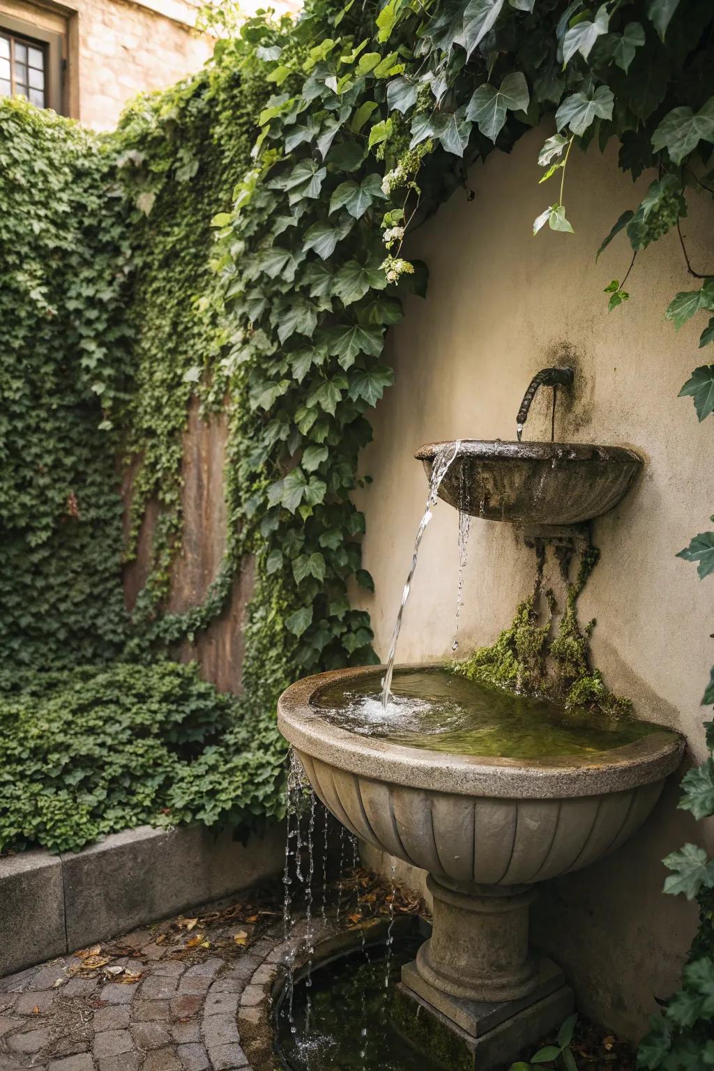 Maximize space with a stylish wall-mounted fountain.