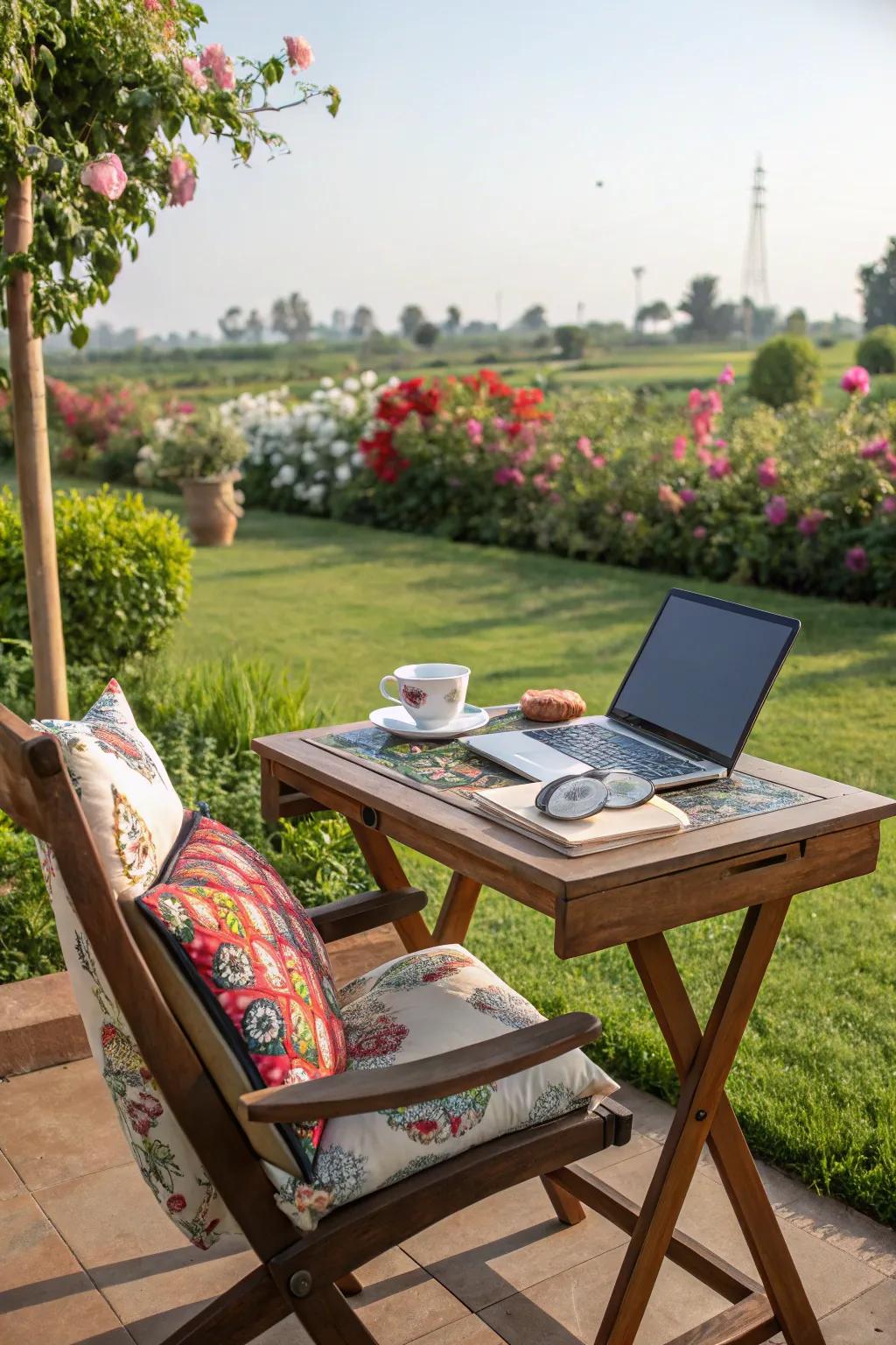 Comfortable seating is a must for outdoor workspaces.