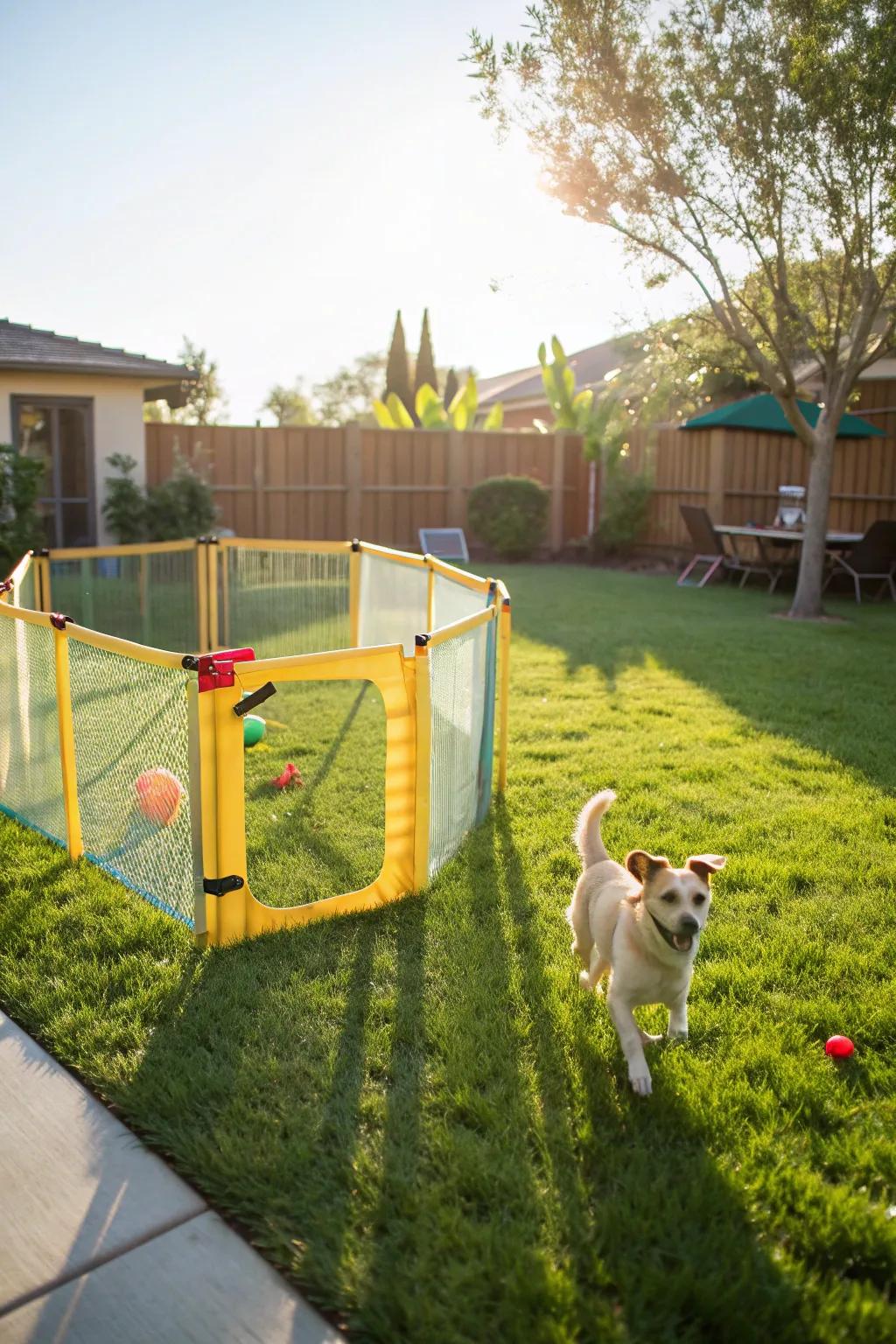Portable fences offer flexibility for temporary play areas.