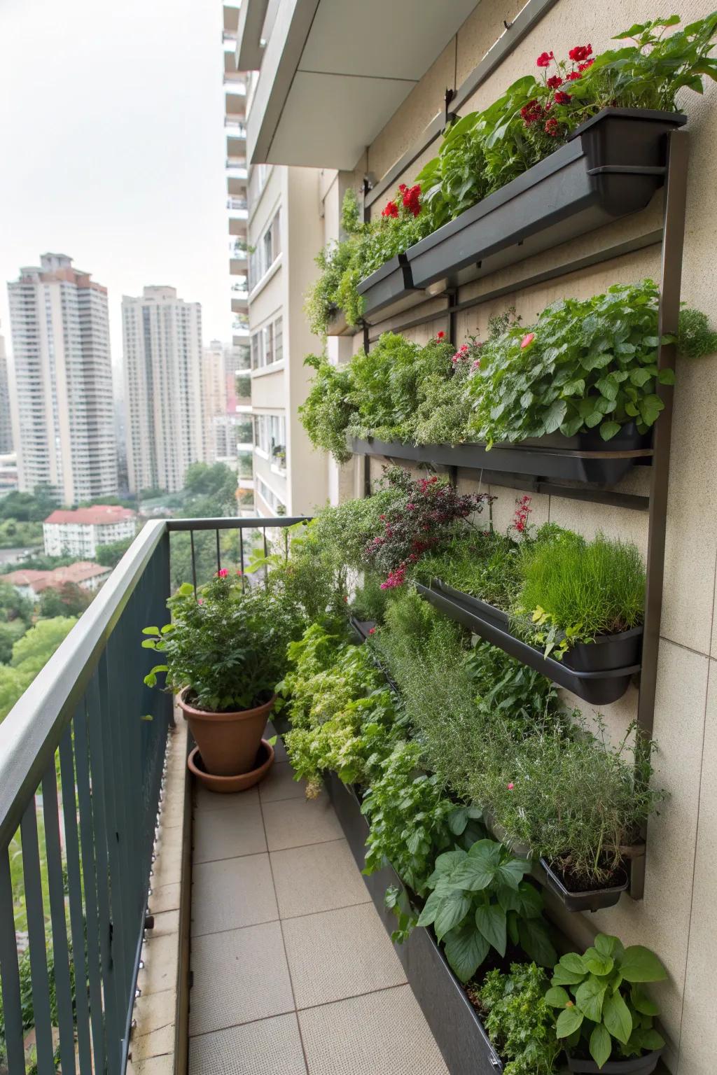 Vertical gardens are a space-saving solution for lush greenery.