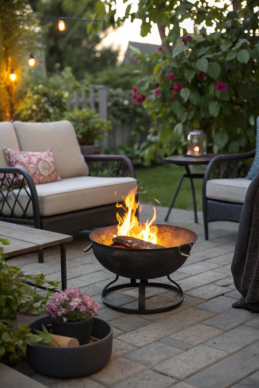 Portable fire bowls offer flexibility and style on a budget.