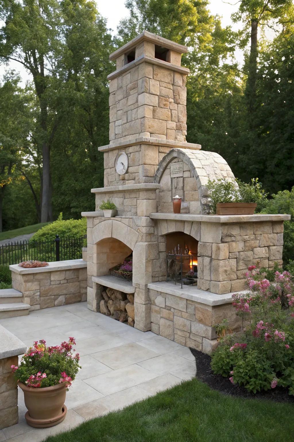 Stone exudes elegance and offers excellent heat retention.