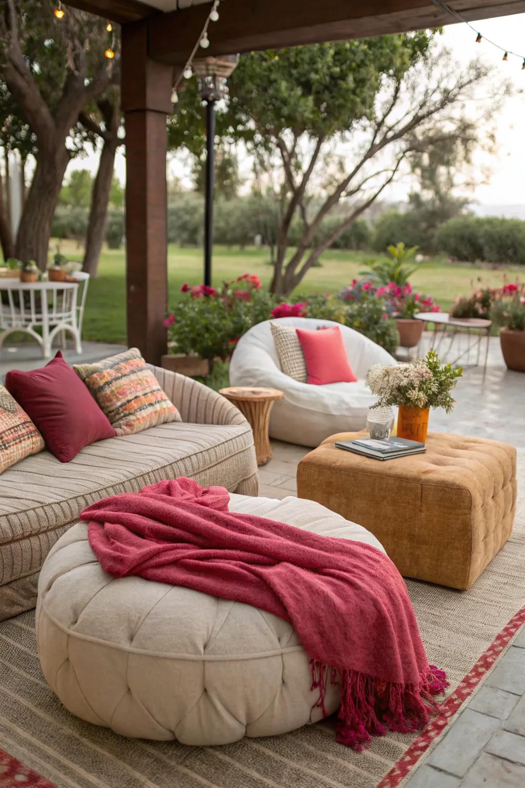 A cozy seating arrangement perfect for lounging during Friendsgiving.