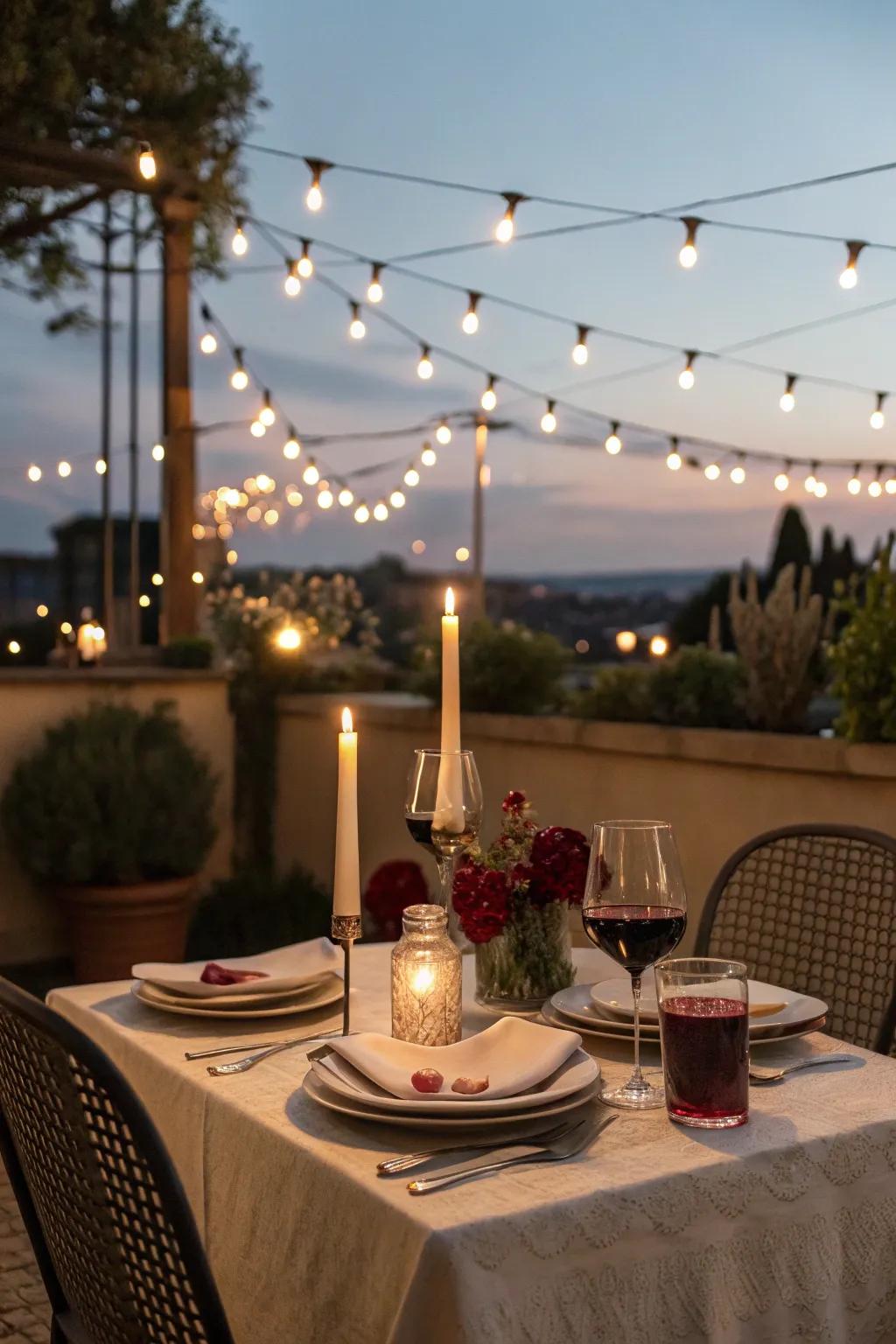 Intimate dining under the stars with a cozy bistro set