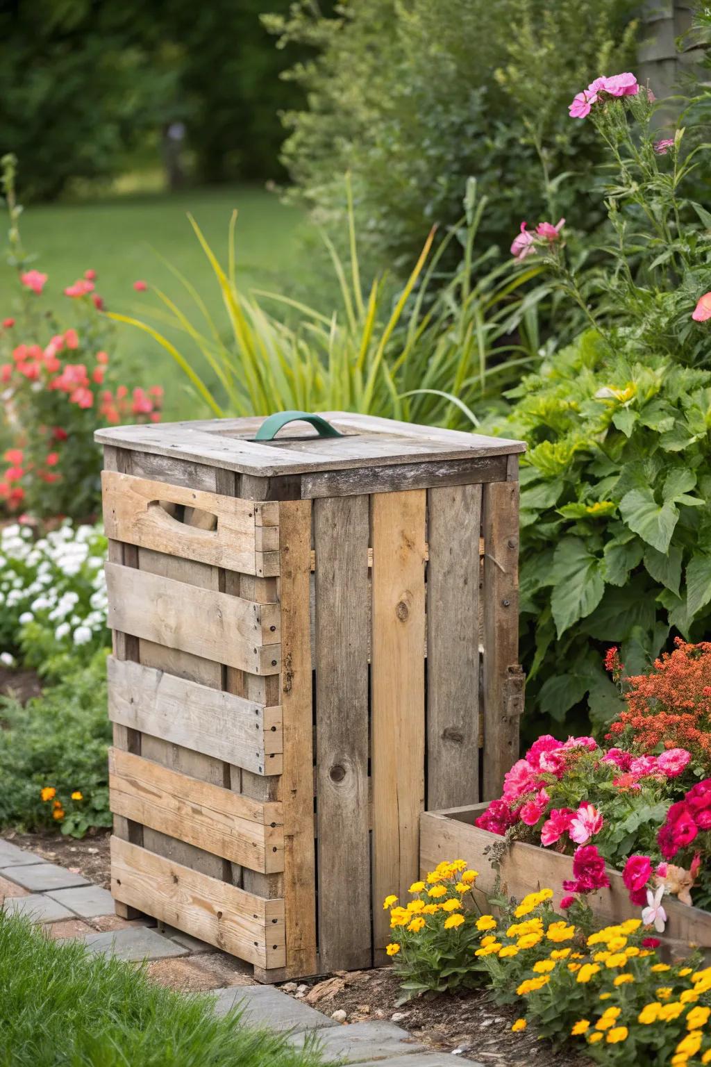 DIY pallet boxes are a cost-effective and charming storage option.
