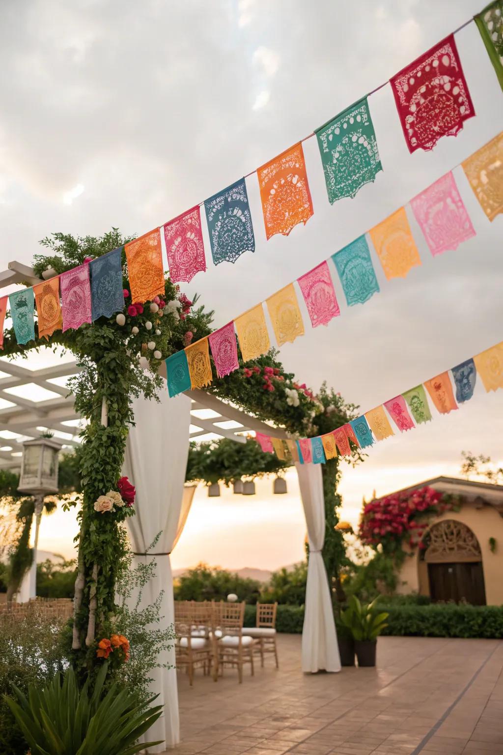 Papel picado banners add a touch of tradition and color.