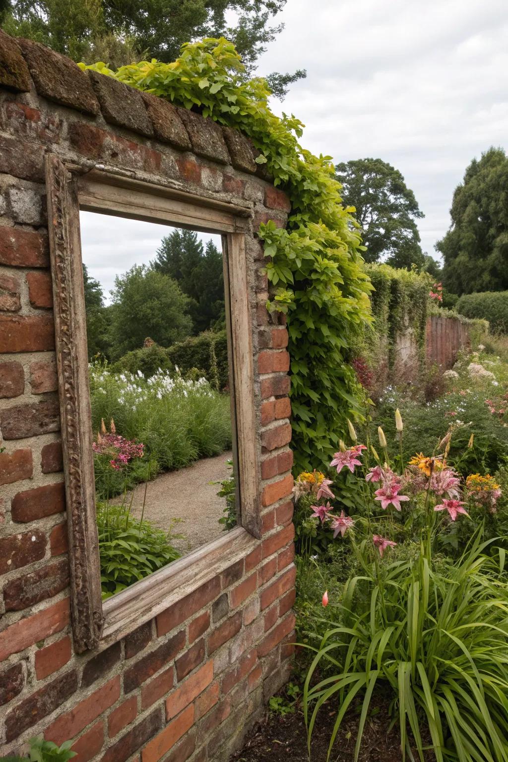 Rustic settings are enhanced with mirrors on stone walls.