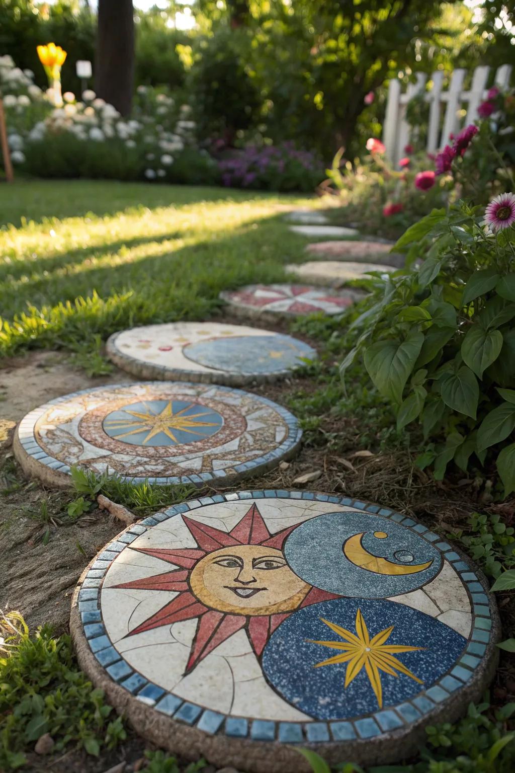Whimsical stepping stones that add character to any garden path.