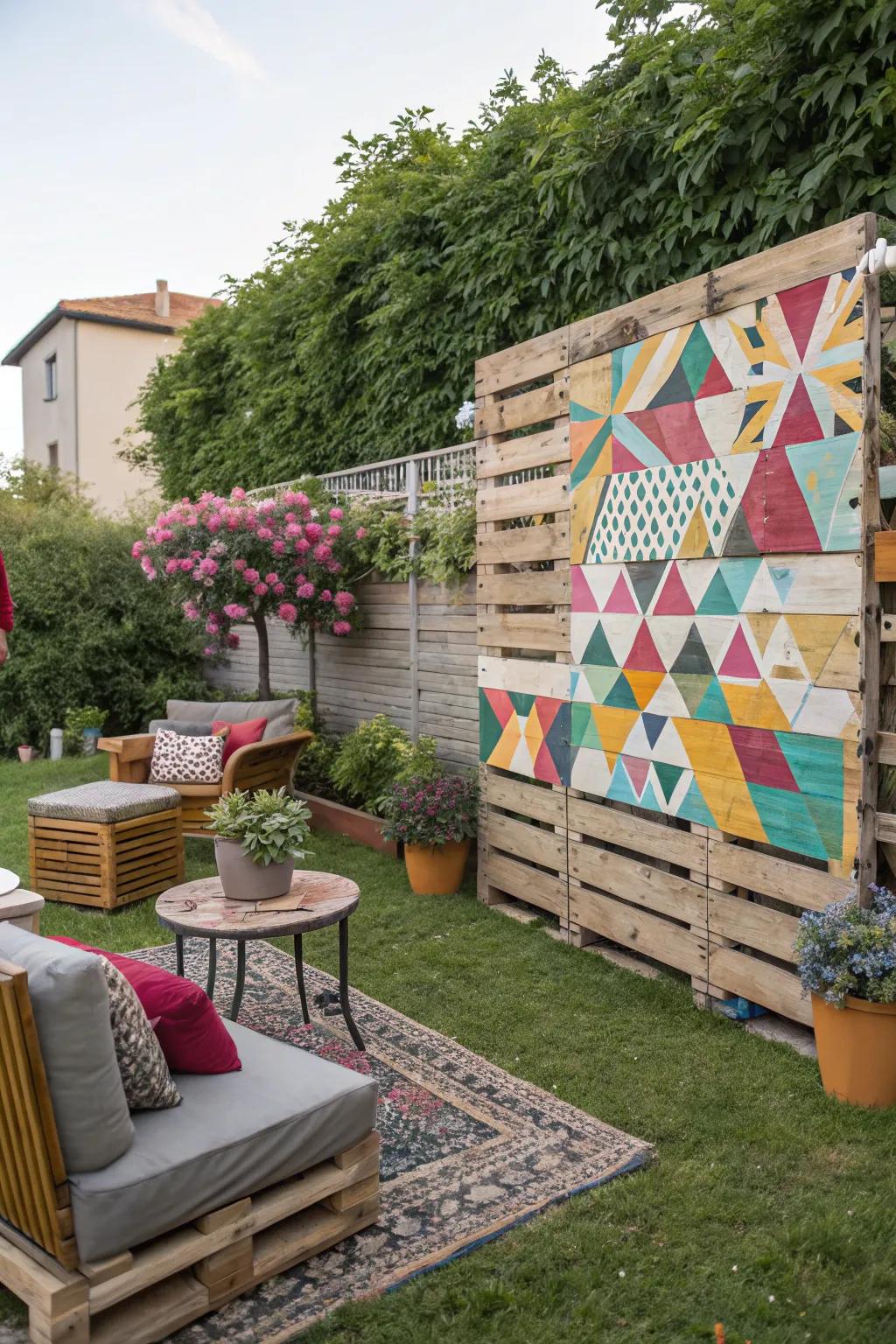 Turn your pallet wall into a vibrant work of art.