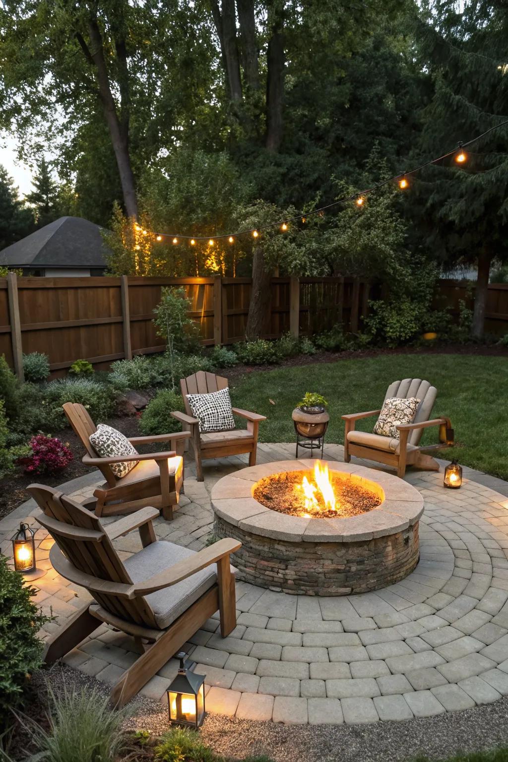 Gather around: enjoy warmth and camaraderie with a circular fire pit.