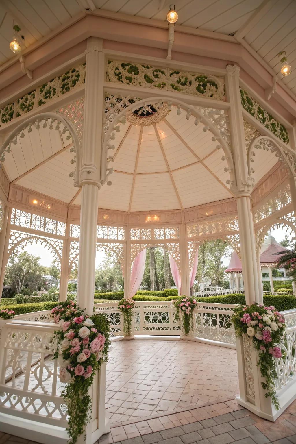 Step back in time with a Victorian-style gazebo.