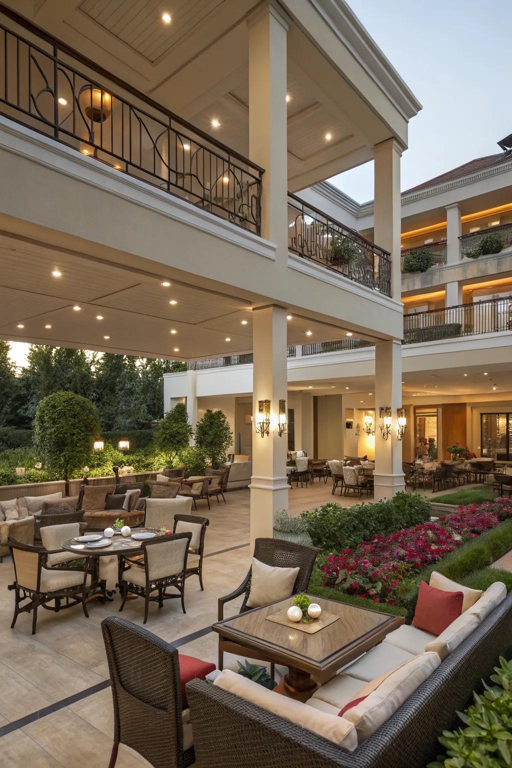 Multiple levels add dimension and functionality to your patio.
