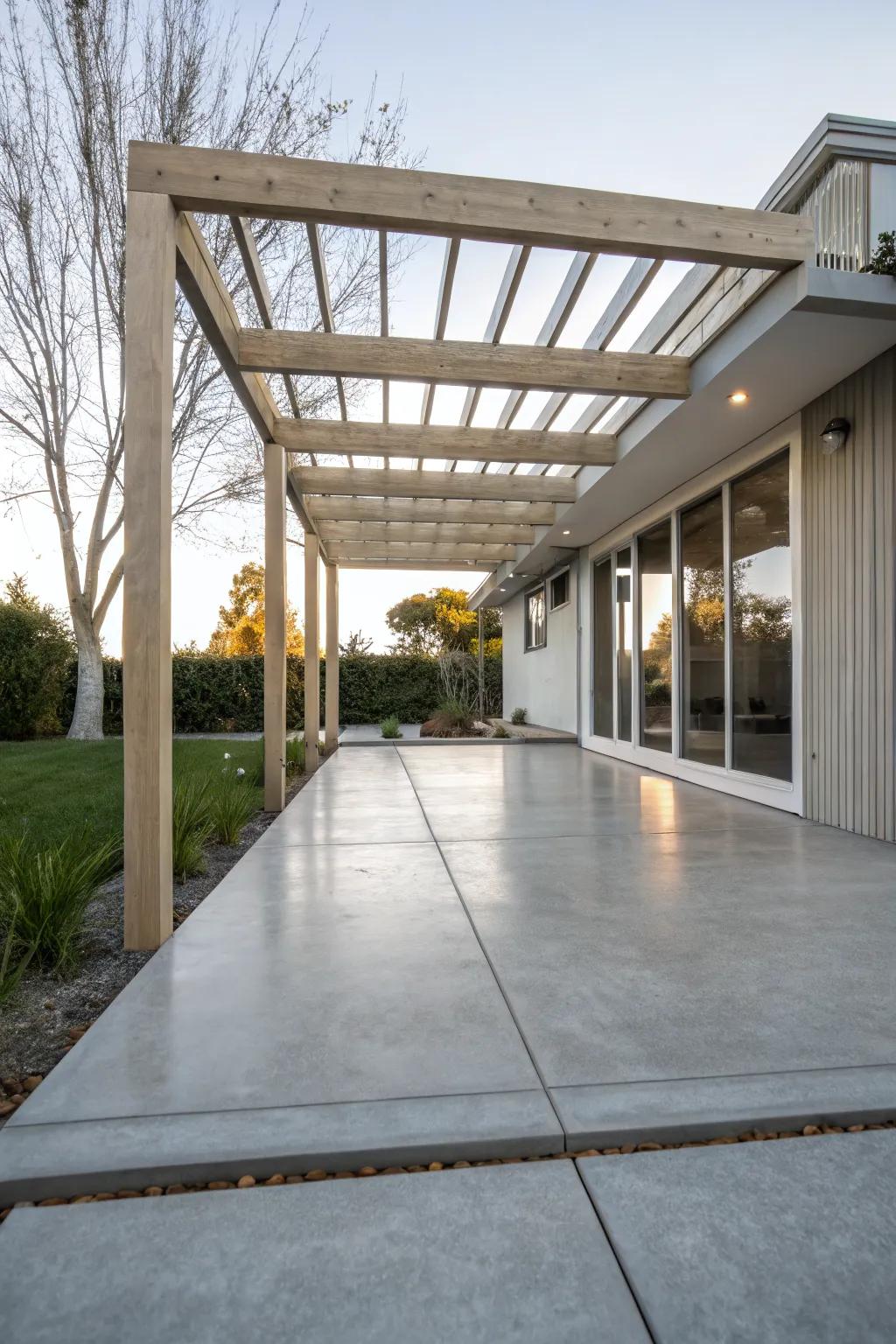 Minimalist pergolas offer a sleek and modern aesthetic.