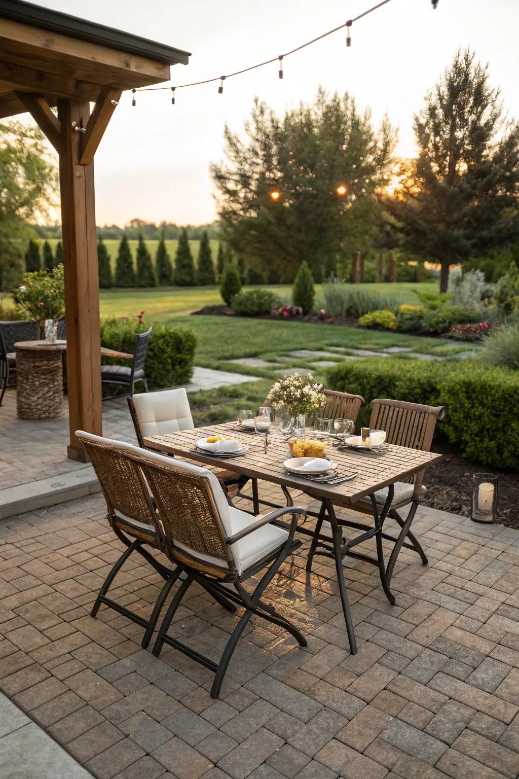 A perfect setup for enjoying meals under the stars.