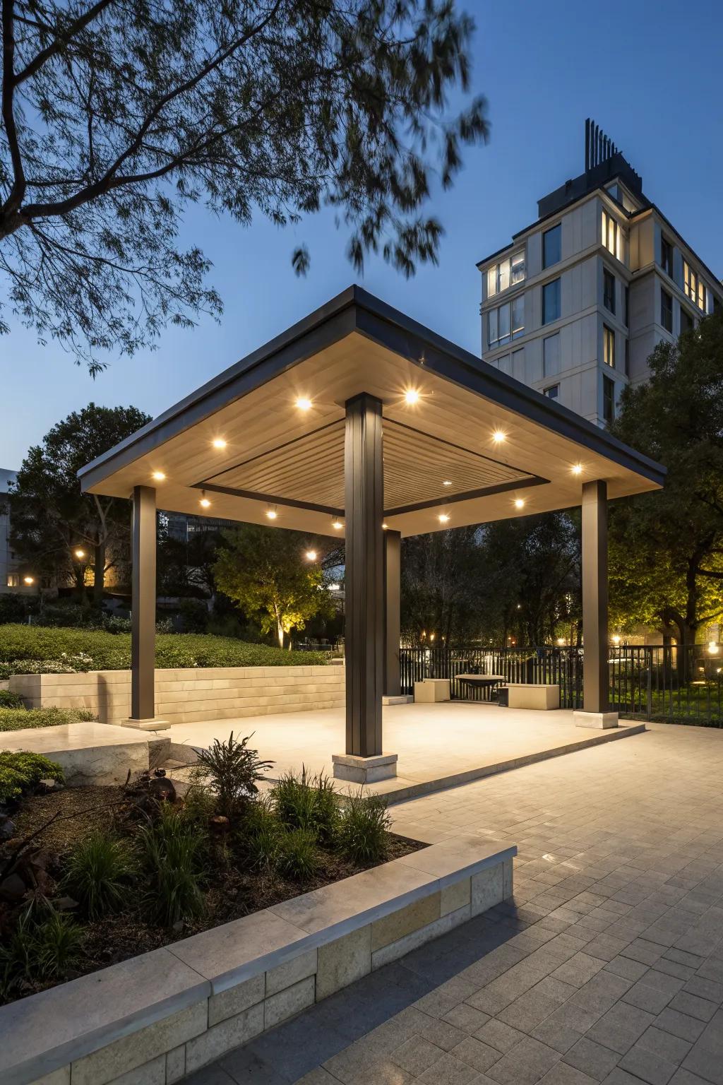 Recessed lighting provides a sleek and modern touch.