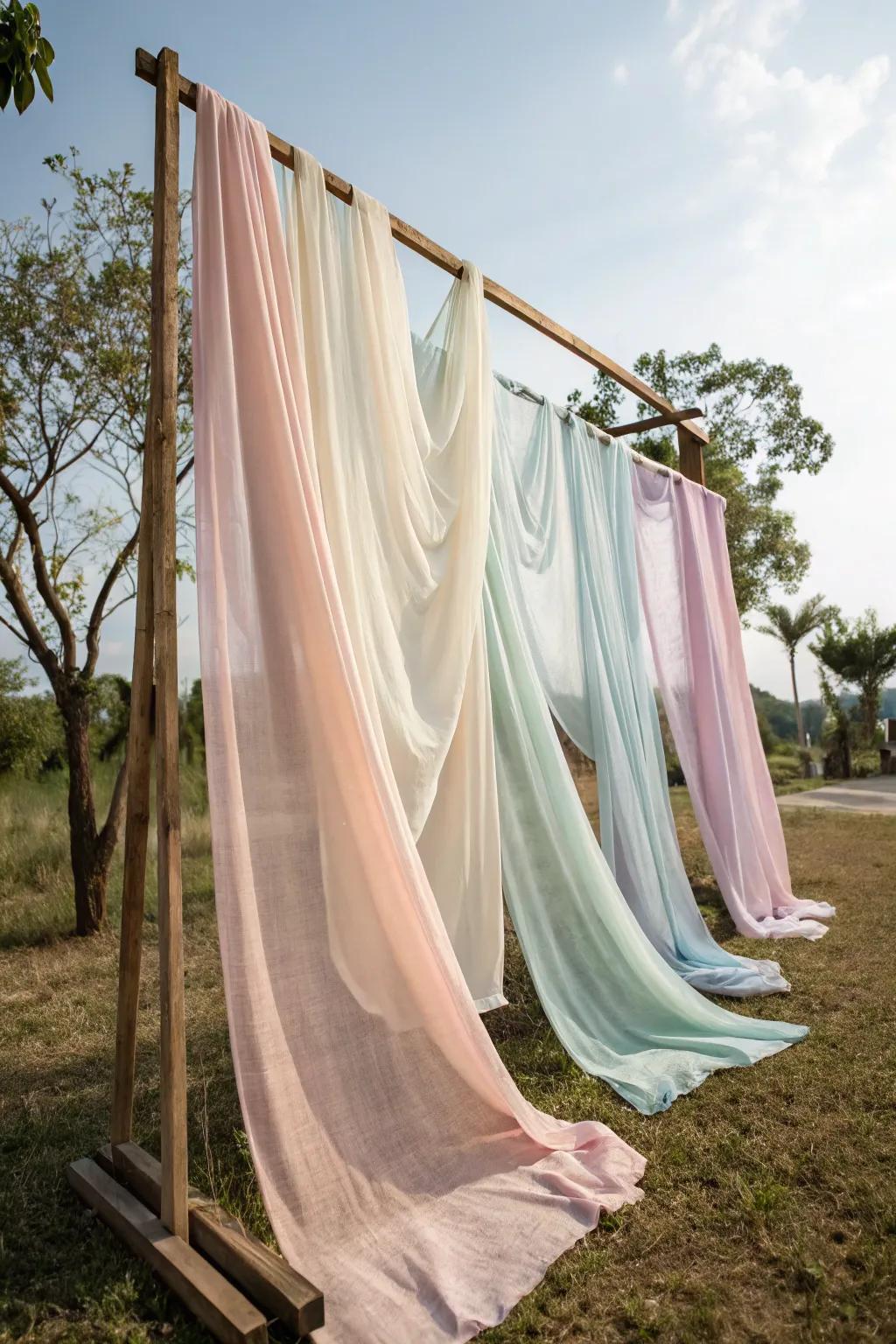 Soft fabrics create a dreamy and whimsical backdrop.