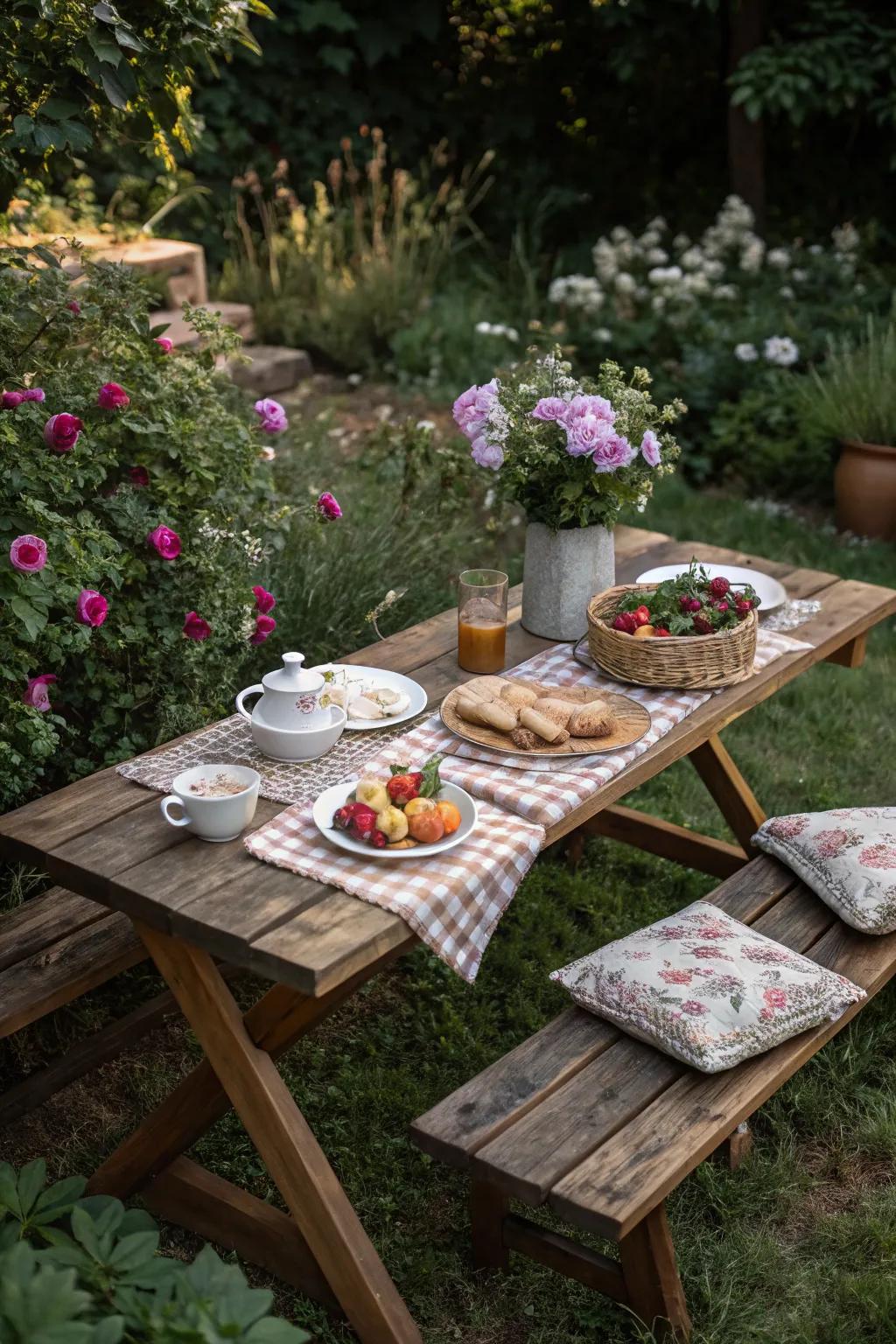 A low wooden table adds a touch of sophistication.