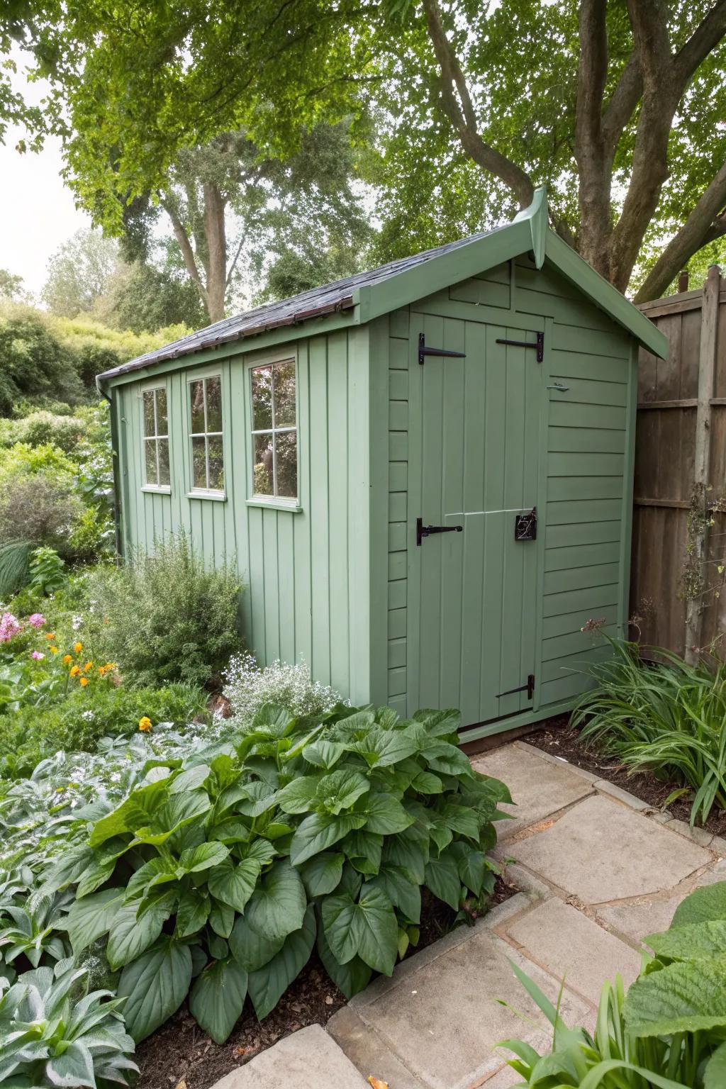 Sage green creates a calming and harmonious garden aesthetic.