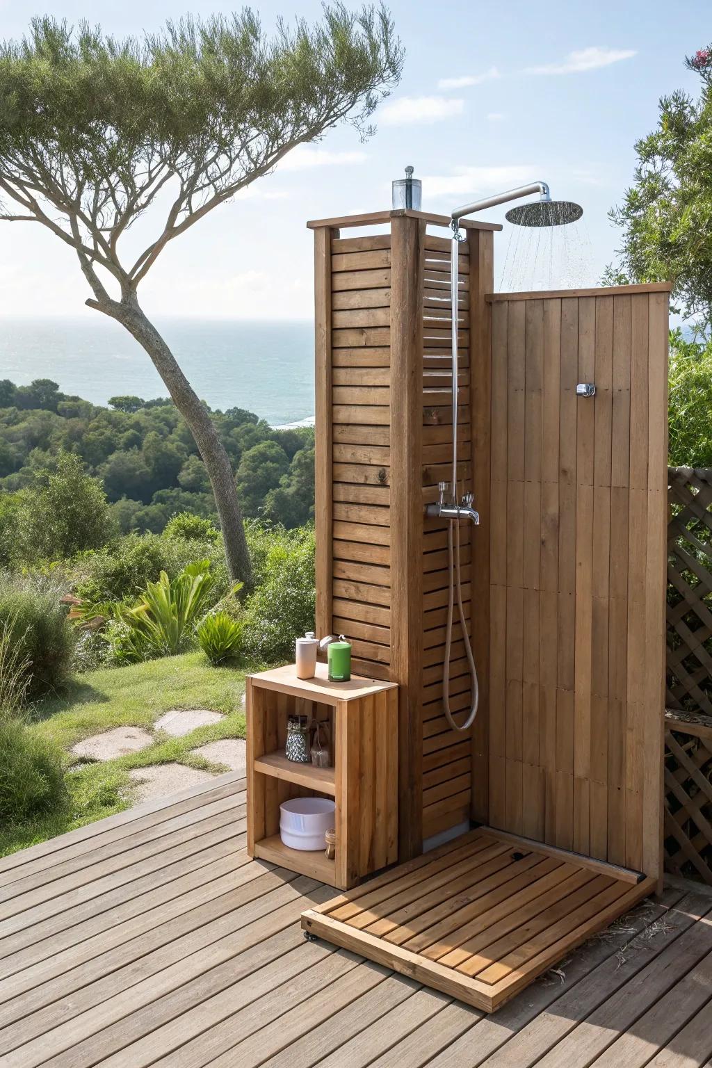 Wooden caddies bring a warm, inviting feel to your shower.